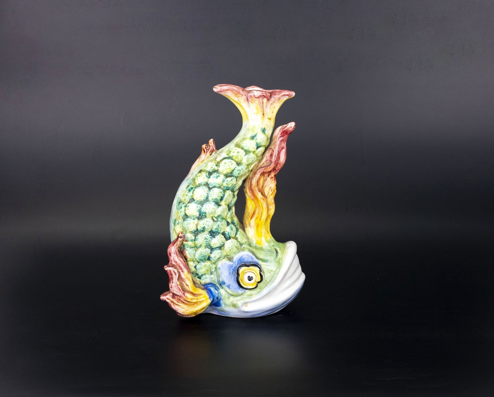 Italian Hand-Painted Ceramic Fish Vase Casanetti Gualdo (1 of 9)