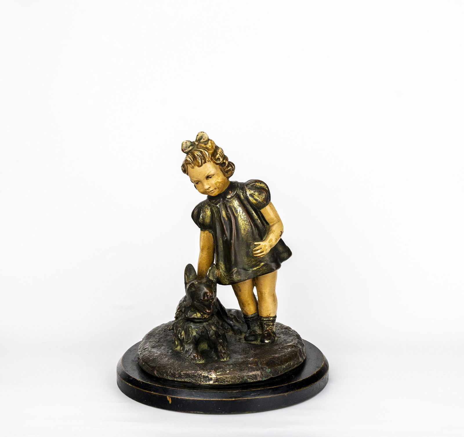 Vintage Italian Figurine, Girl With Dog, Hand-Painted Sculpture (1 of 5)