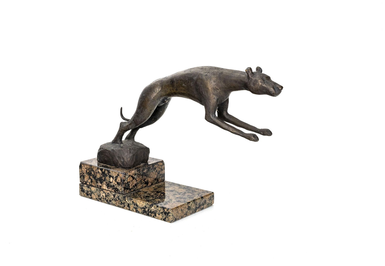 Italian Bronze Running Greyhound Sculpture on Granite Base (1 of 6)