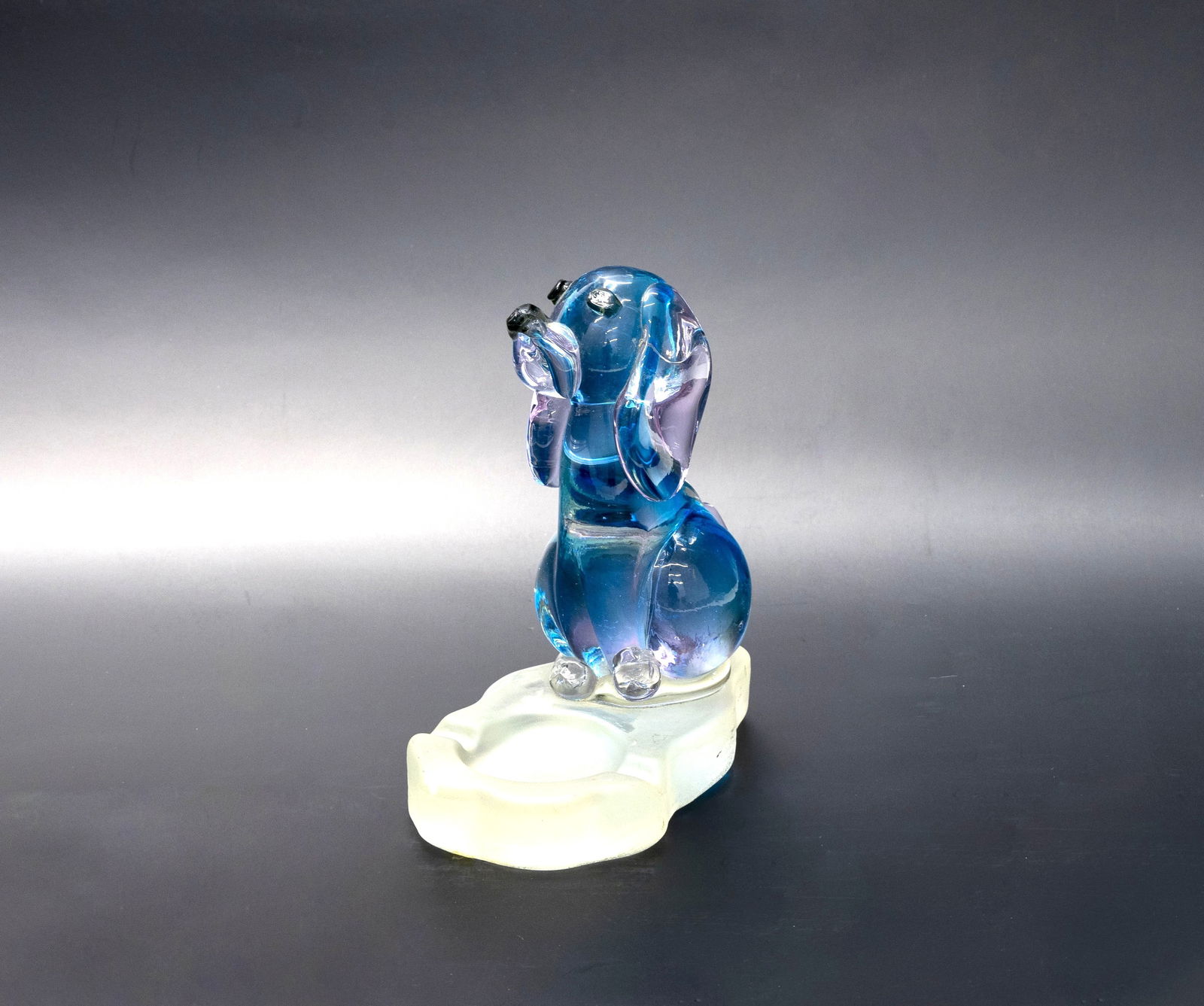 Murano Italy Crystal Ashtray with Art Glass Dog Figurine (1 of 6)