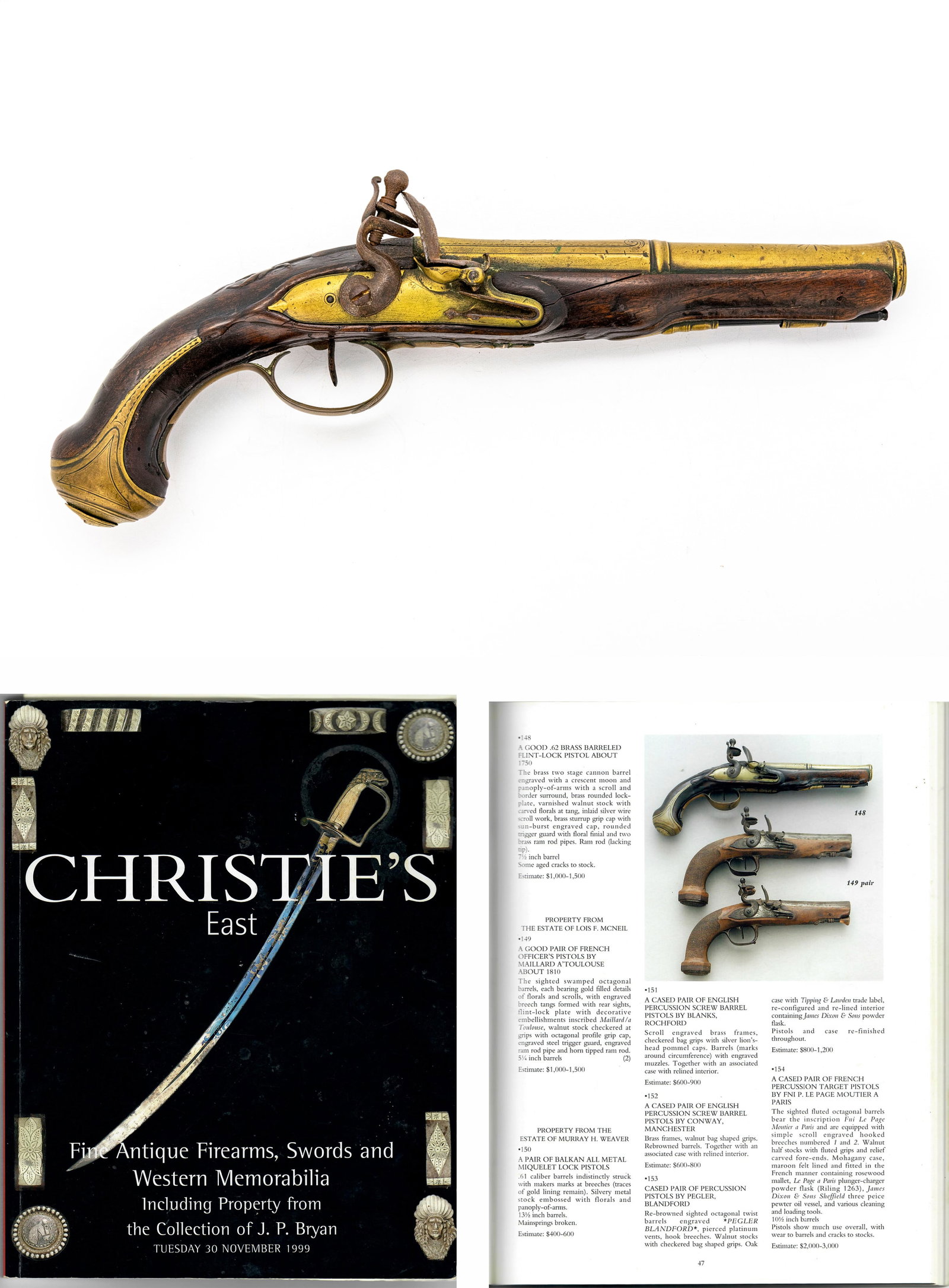 18th-Century English Flintlock Sash Pistol, Brass Barrel, Marked “AA” c. 1700: Title: 18th-Century English Flintlock Sash Pistol, Brass Barrel, Marked “AA” Origin, Year: England, circa 1700 Material: Brass cannon-form barrel, engraved brass fittings, steel