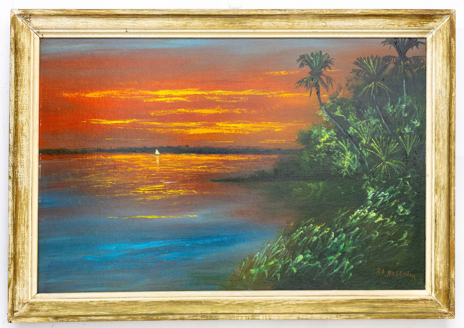 R.A. McLendon, Florida Highwaymen Indian River Fire Sky, Oil on Board (1 of 5)