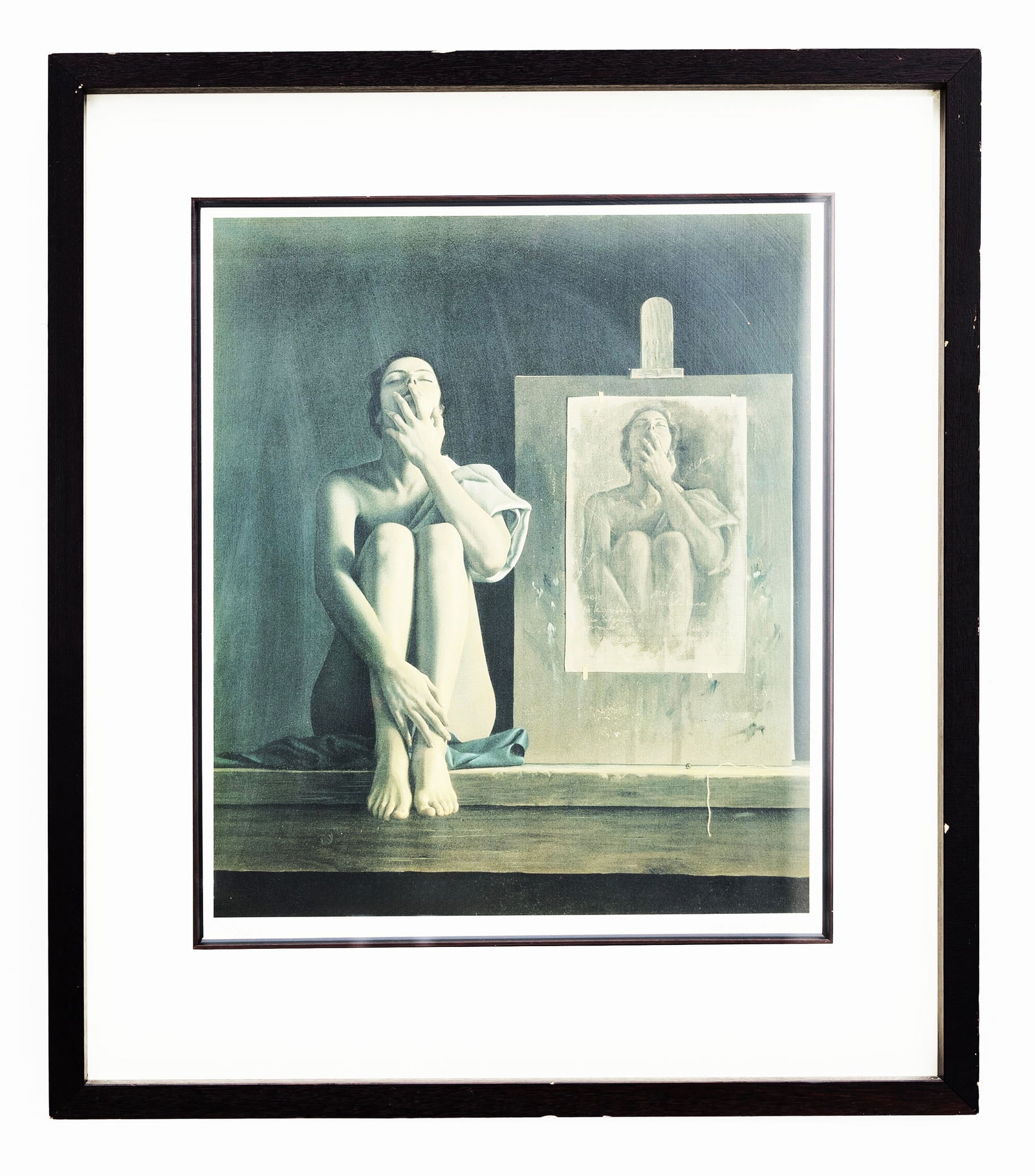 Santiago Carbonell (born 1960), Seated Figure with Easel, Hand Pencil, Ltd 42/250: Artist, Year, Title: Santiago Carbonell (born 1960), Seated Figure with Easel.Origin: Mexico, Ecuador.Medium: Photographic print with hand pencil intervention.Dimensions: 25.5 × 29.5 in. with