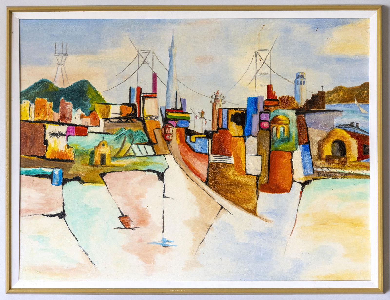 B. B. Reuben (American, 1930-2002), Cityscape, Oil on Canvas: Artist, Year, Title: B. B. Reuben (American, 1930–2002), Untitled Cityscape, c. mid–late 20th century Origin: United States Medium: Oil on canvas Dimensions: 42