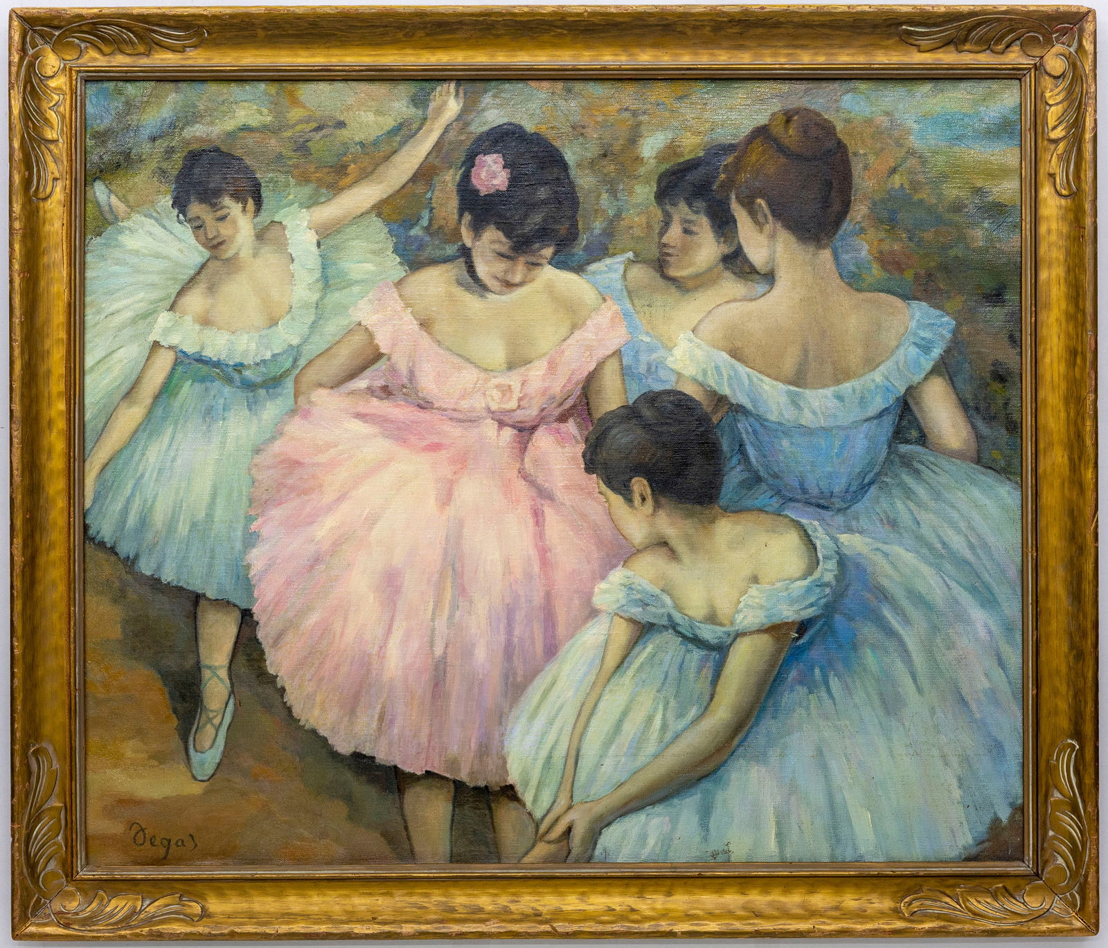 French Painting, Signed Degas, Ballet Dancers, Oil on Canvas (1 of 4)