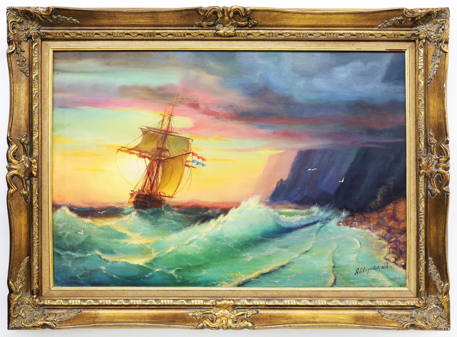 Attr Ivan Aivazovsky Seascape with Sailing Ship, late 19th century, Oil on Canvas (1 of 4)