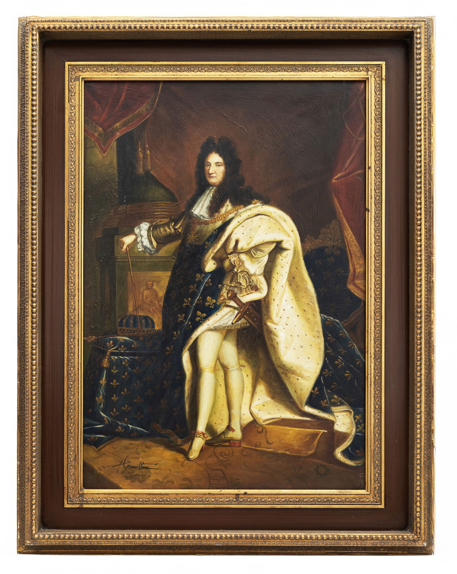 Hamilton, Portrait of King Louis XIV (After Hyacinthe Rigaud) Oil on canvas (1 of 6)