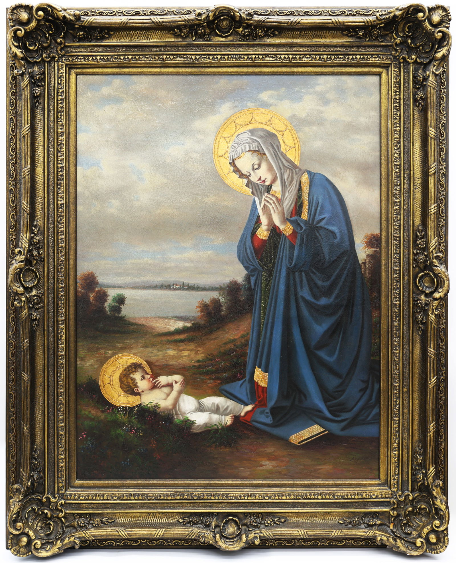 Madonna Adoring the Christ Child, After Antonio Allegri da Correggio, Oil on Canvas: Artist, Year, Title: After Antonio Allegri da Correggio (Italian, 1489–1534), Madonna Adoring the Christ Child, 20th century Origin: Europe Medium: Oil on canvas Di