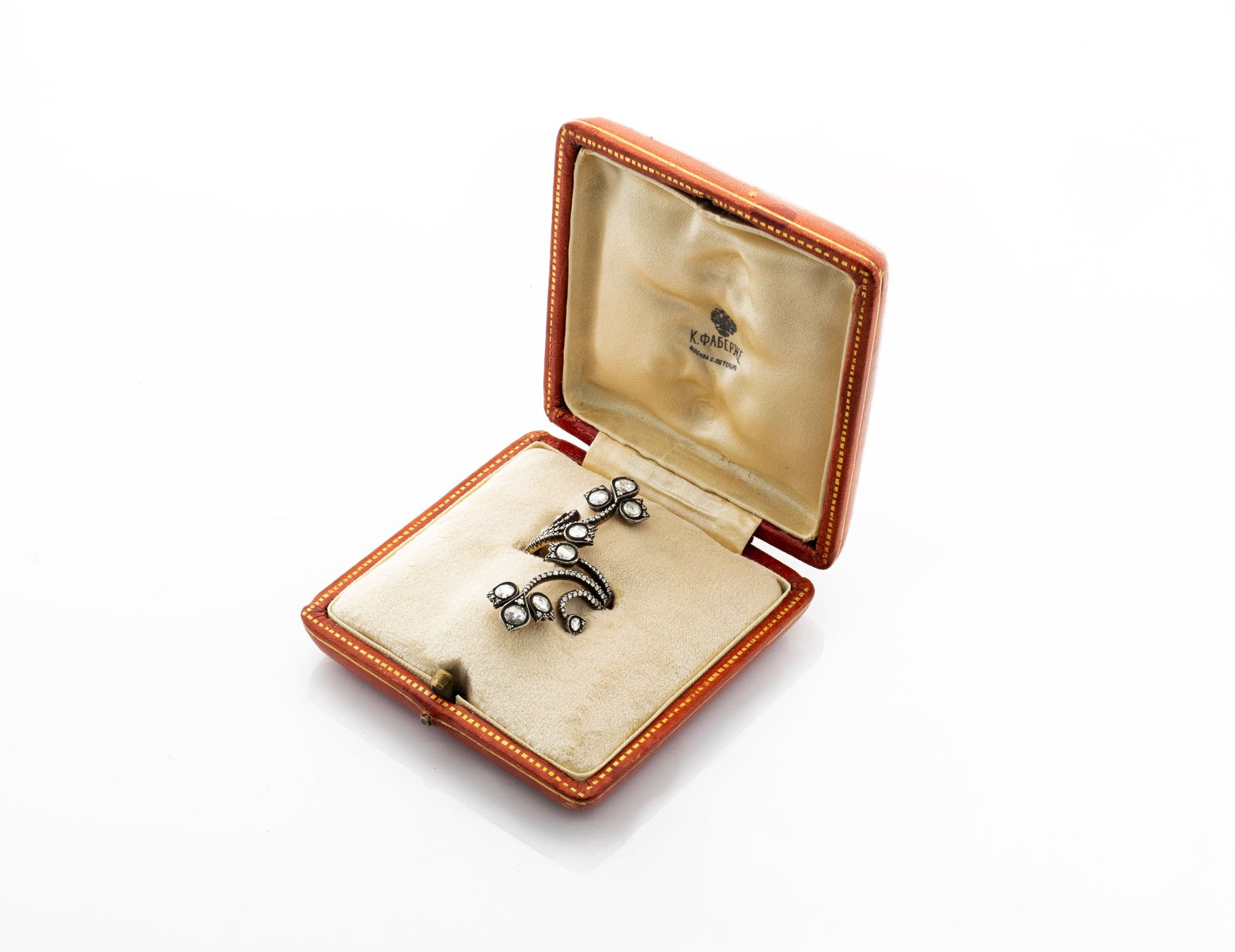 Russian Imperial Faberge Era 18K Gold Rose Cut Diamond Ring (1 of 12)