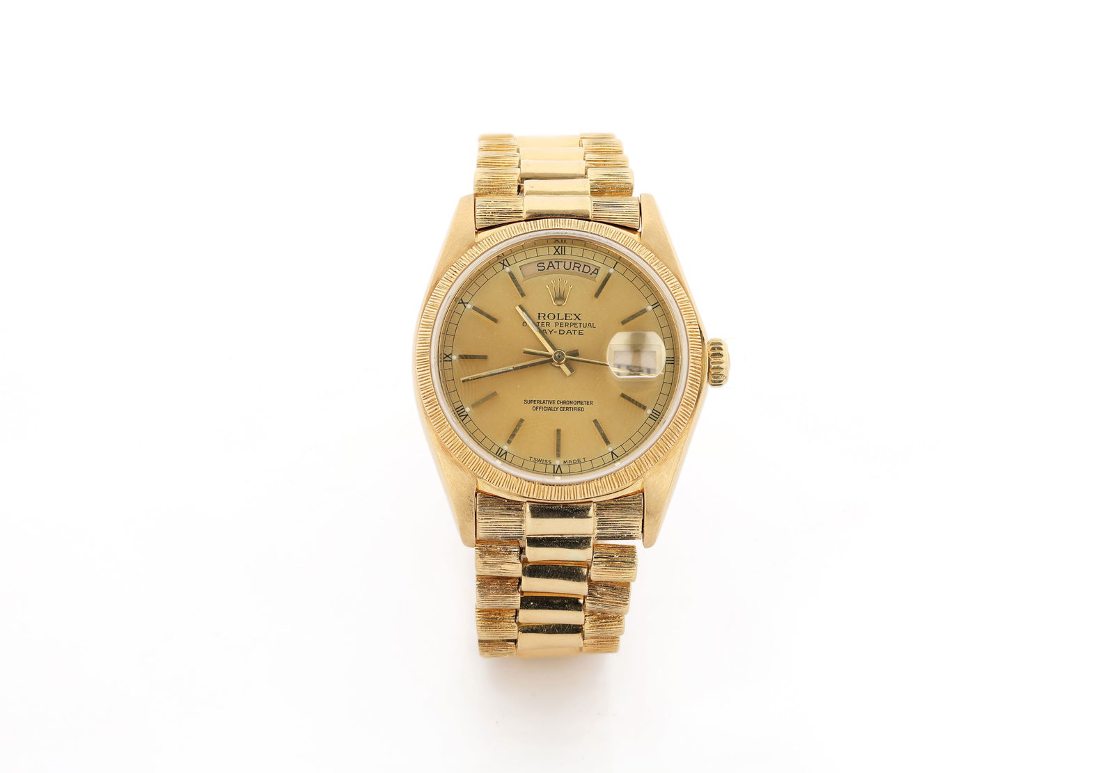 Rolex Day-Date 18K Yellow Gold, Ref. 18248 President Bark Finish Watch (1 of 7)