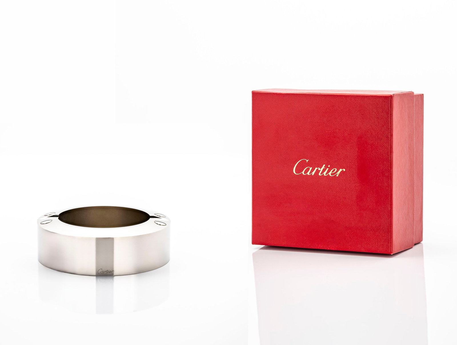 Cartier Stainless Steel Ashtray with Gold Screw Accents in Original Box (1 of 6)