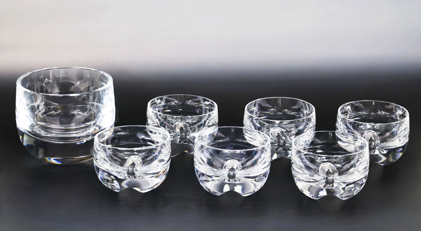 Moser Crystal Whiskey Glasses with Ice Bowl, Set of 7 Pieces, Czech (1 of 12)