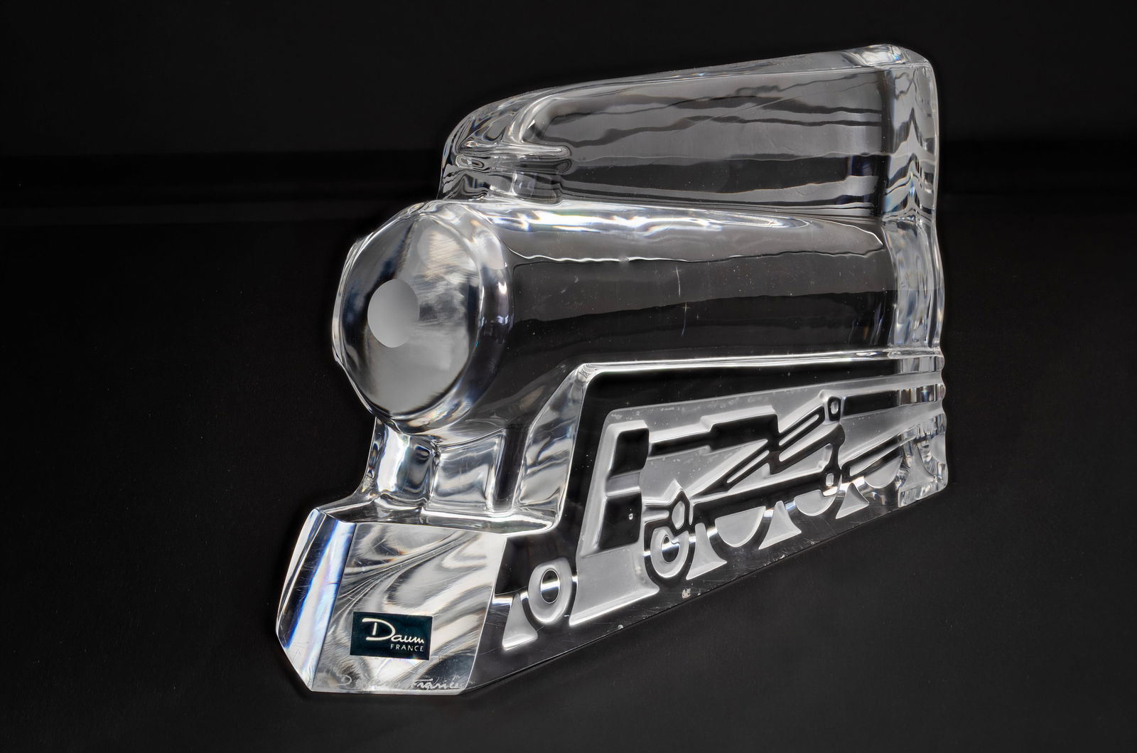 Daum France, Colorless Glass Locomotive Sculpture (1 of 9)