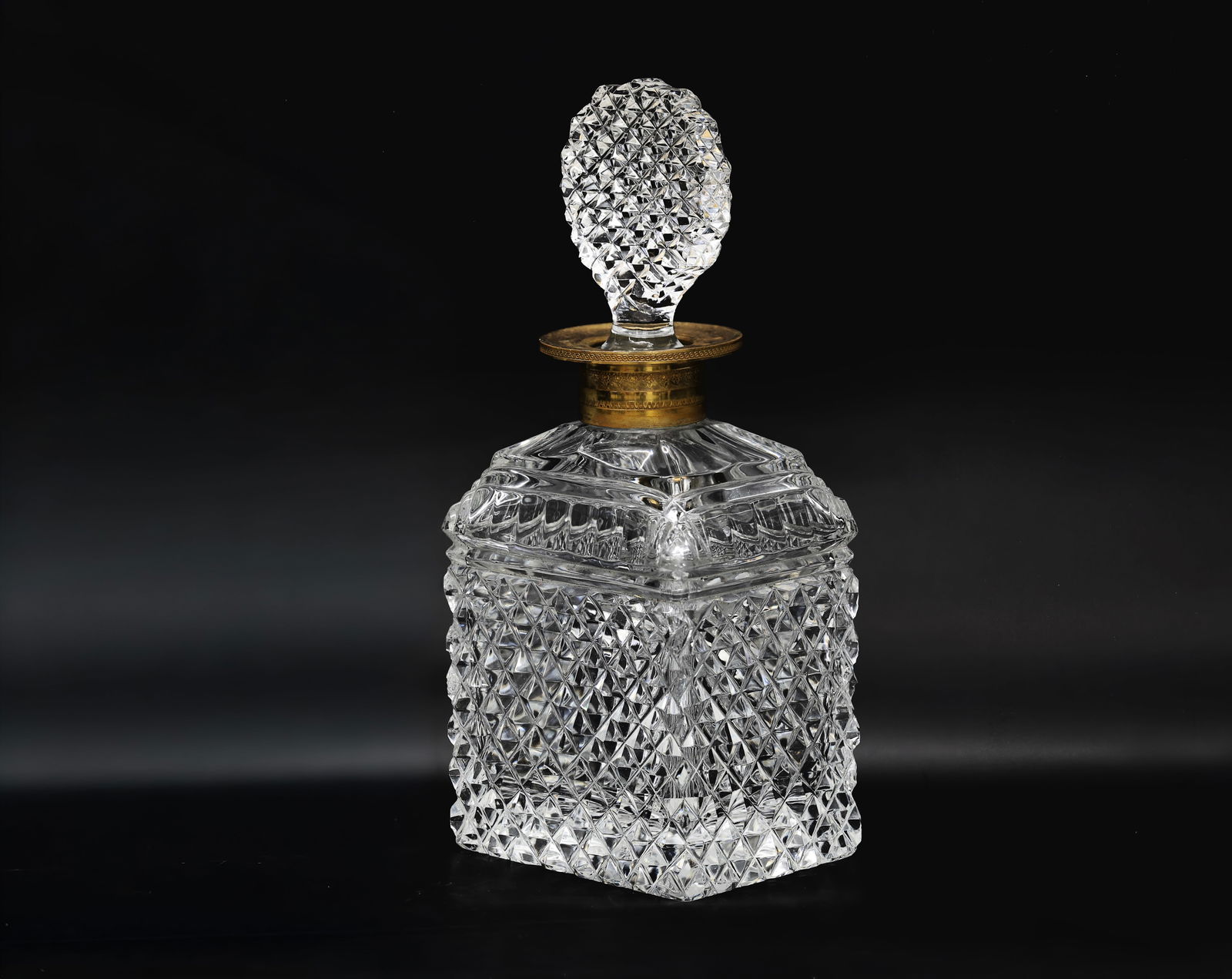 French Unmarked Baccarat Cut Glass Decanter with Gilt Brass Collar (1 of 10)