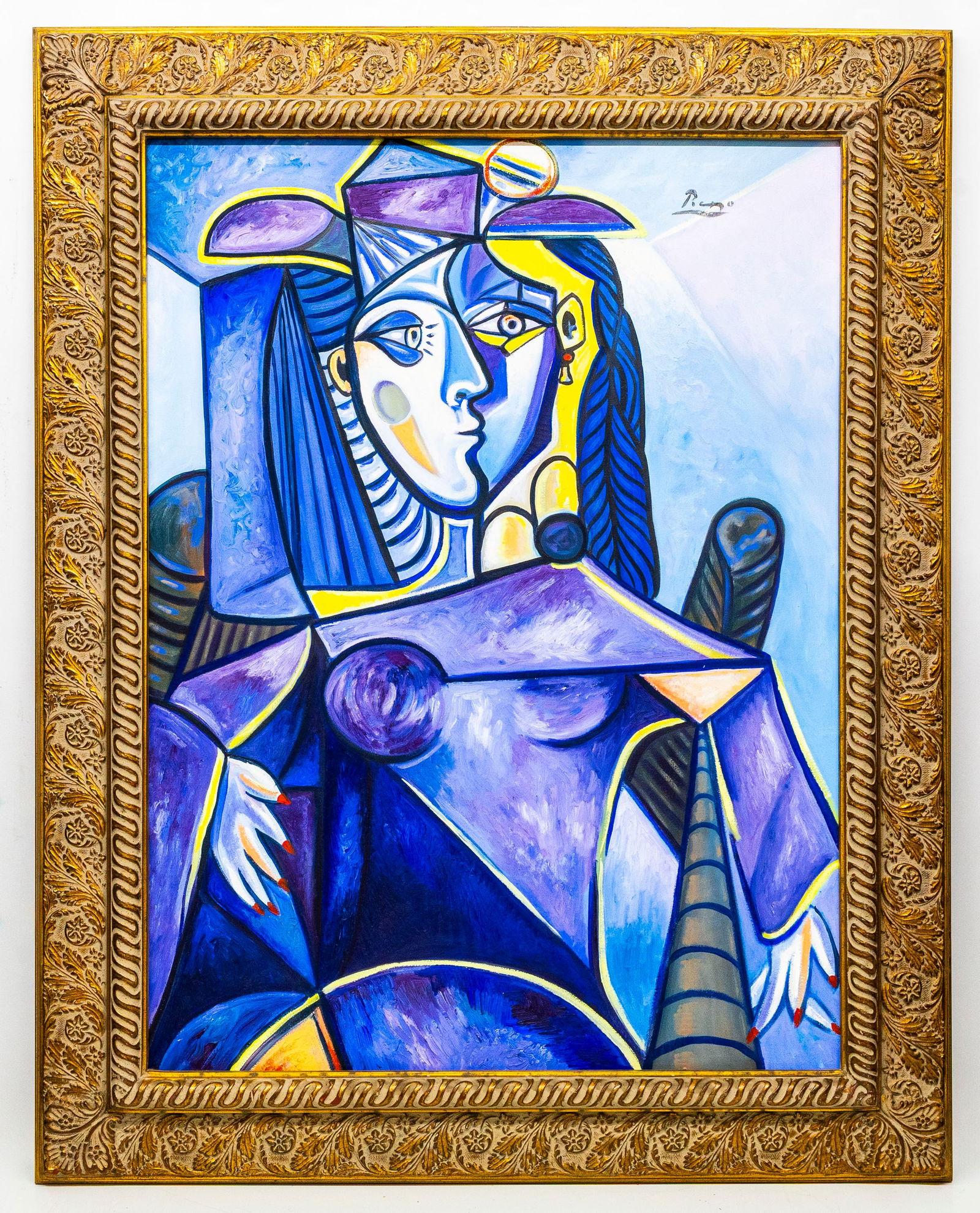 Attr to Pablo Picasso, Cubist Female Figure, Oil on canvas: Artist, Year, Title: Attributed to Pablo Picasso (Spanish, 1881?1973), Cubist Female Figure, mid?late 20th century Origin: Europe Medium: Oil on canvas Dimensions: