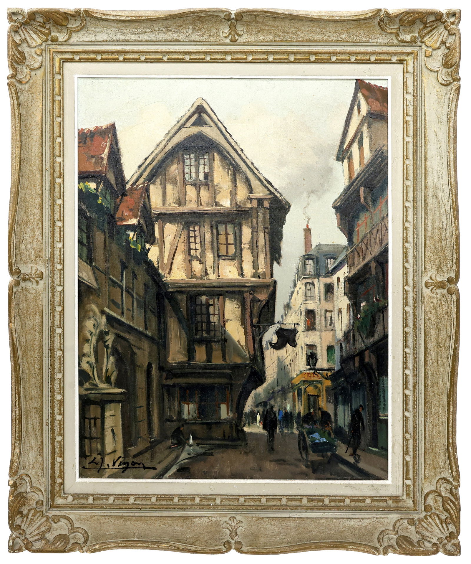 Louis Jacques Vignon (French, 1897-1985) Rouen-Rue St. Romain, Oil on Canvas Painting (1 of 4)