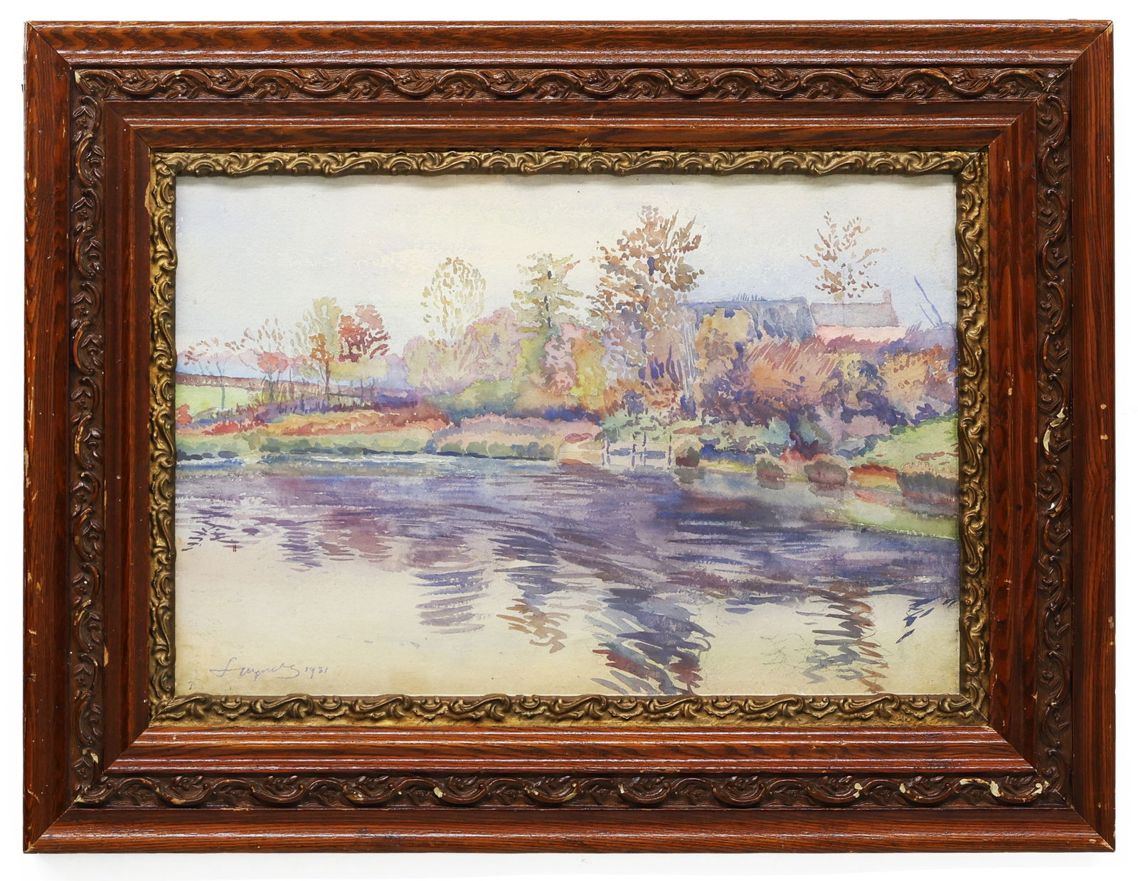 Attr to Leon Wyczolkowski (Polish, 1852-1936), Lakeside View, 1921, Oil on Canvas (1 of 4)