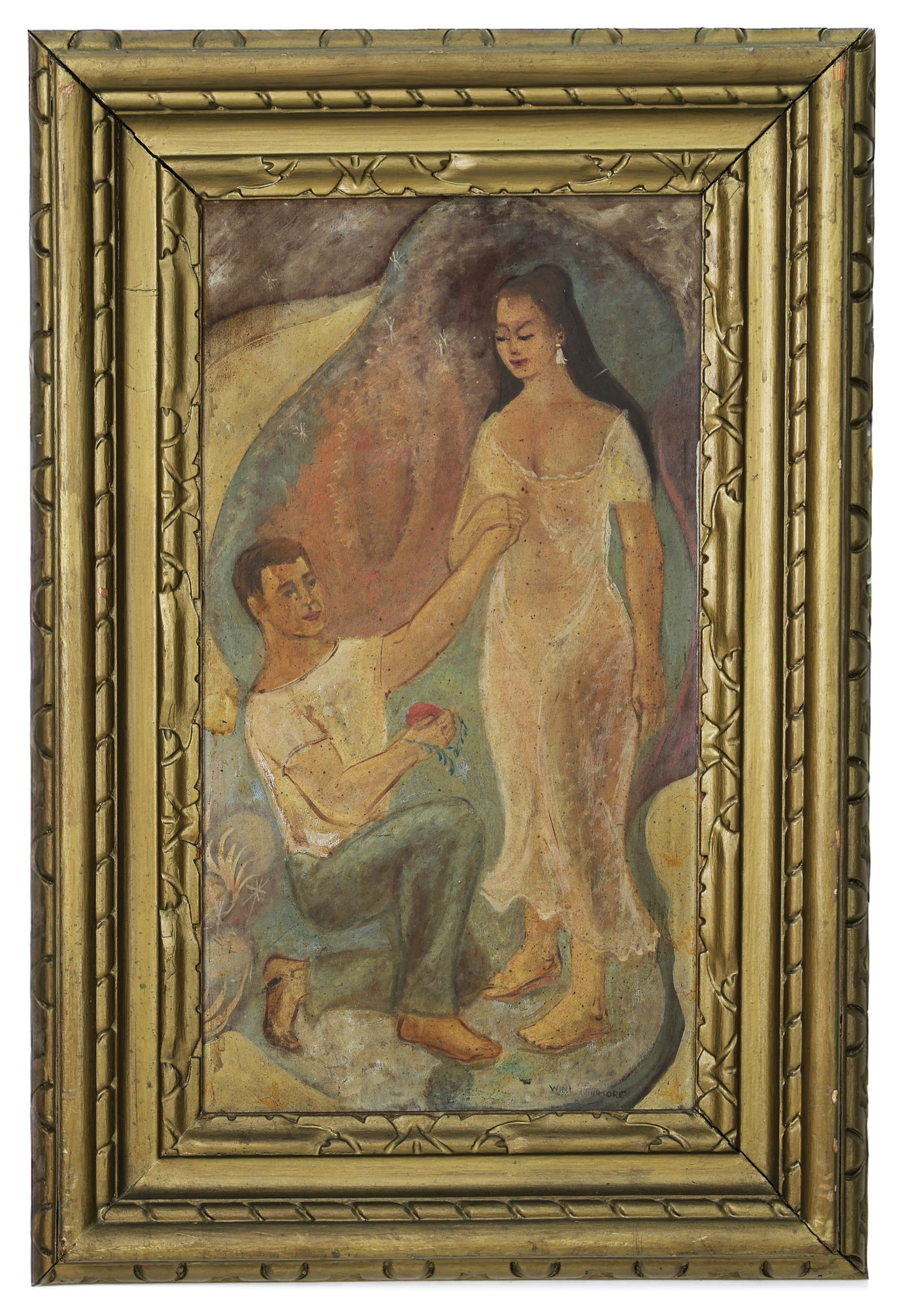 W. Lattimore, Offering the Heart 1955, Oil on Board Painting (1 of 4)