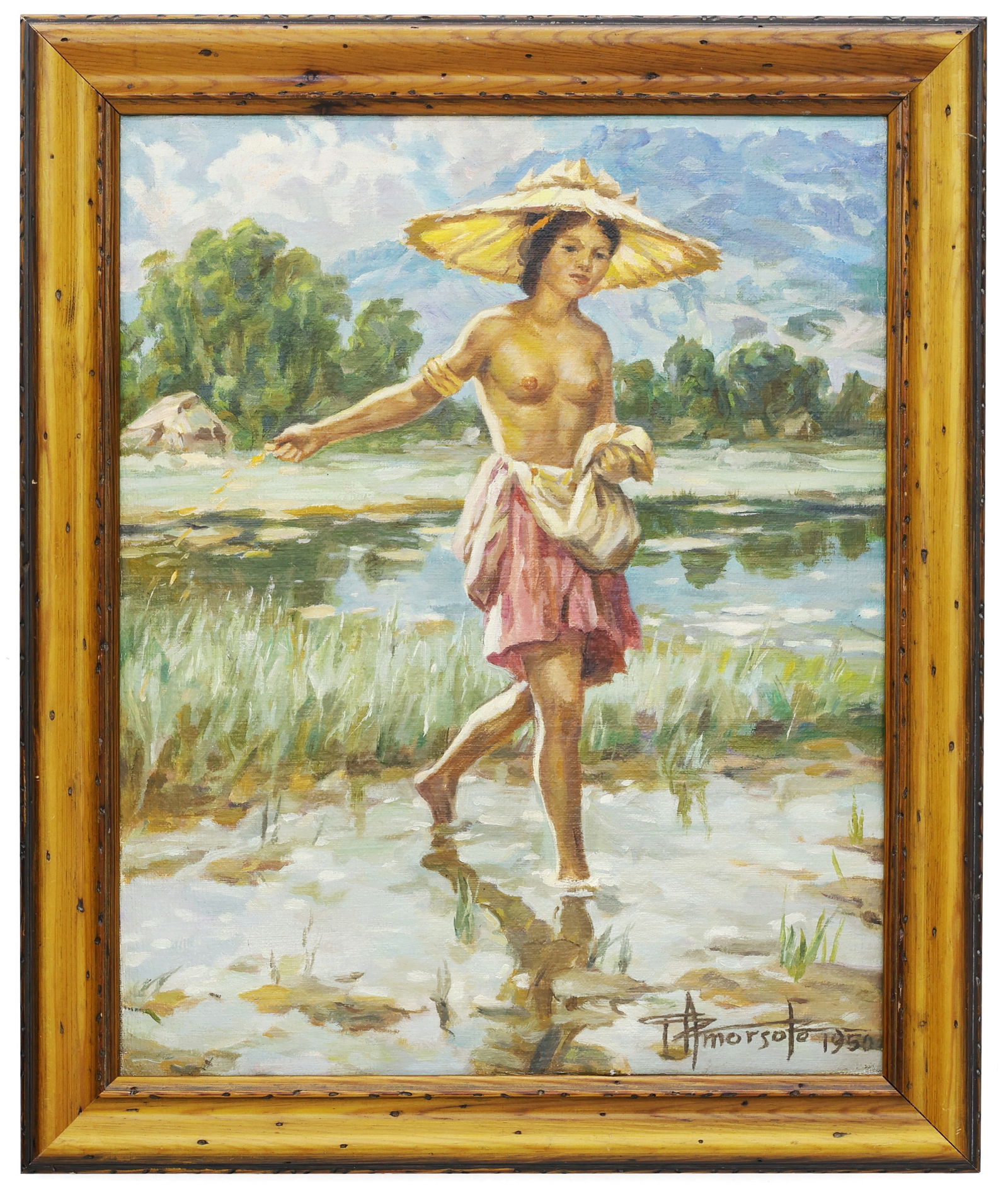 Attr to Fernando Amorsolo (Philippines) Dalagang Filipina, Oil on Canvas (1 of 4)