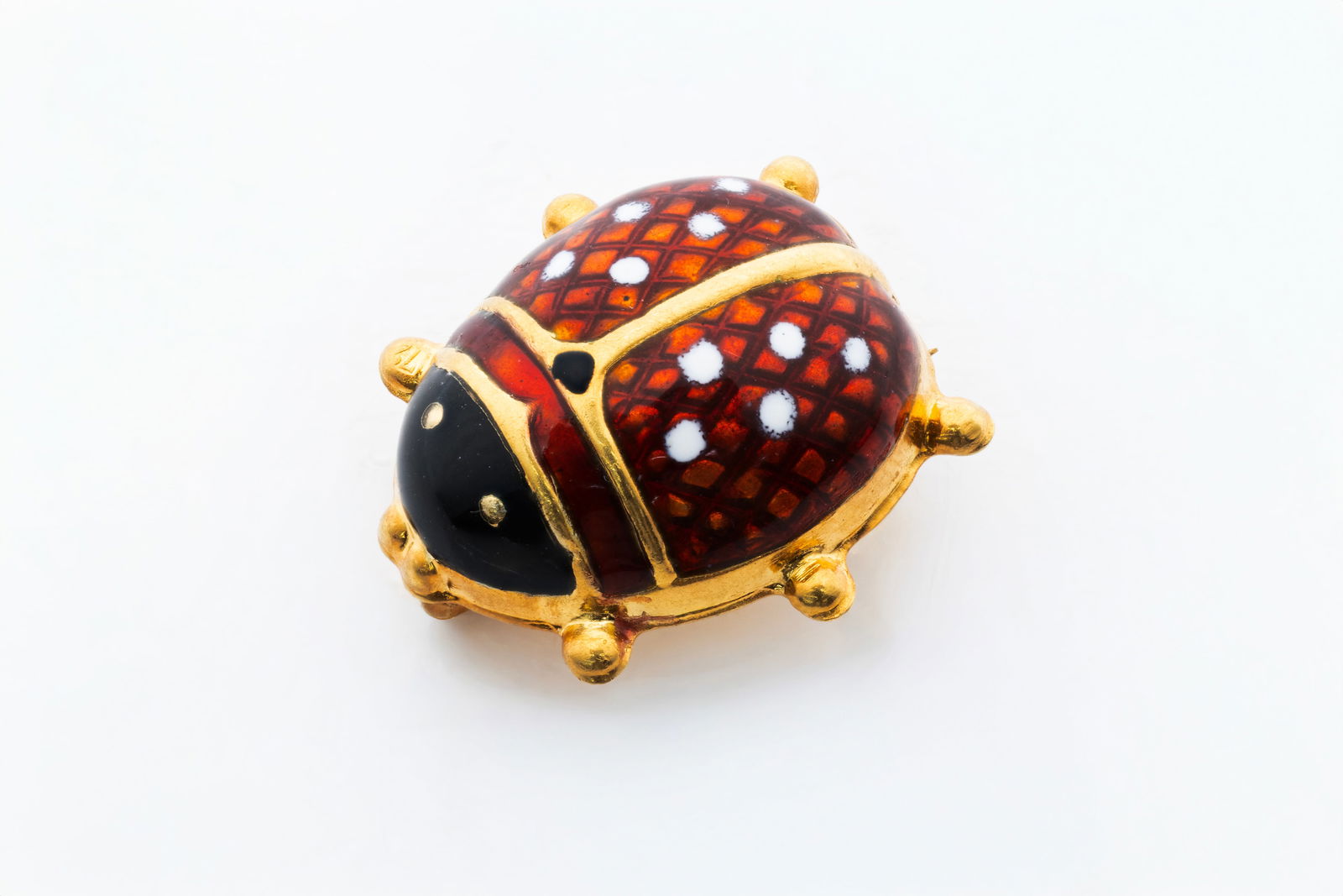 Vintage 18K Gold Enamel Ladybug Brooch Faberge Era (1 of 9)