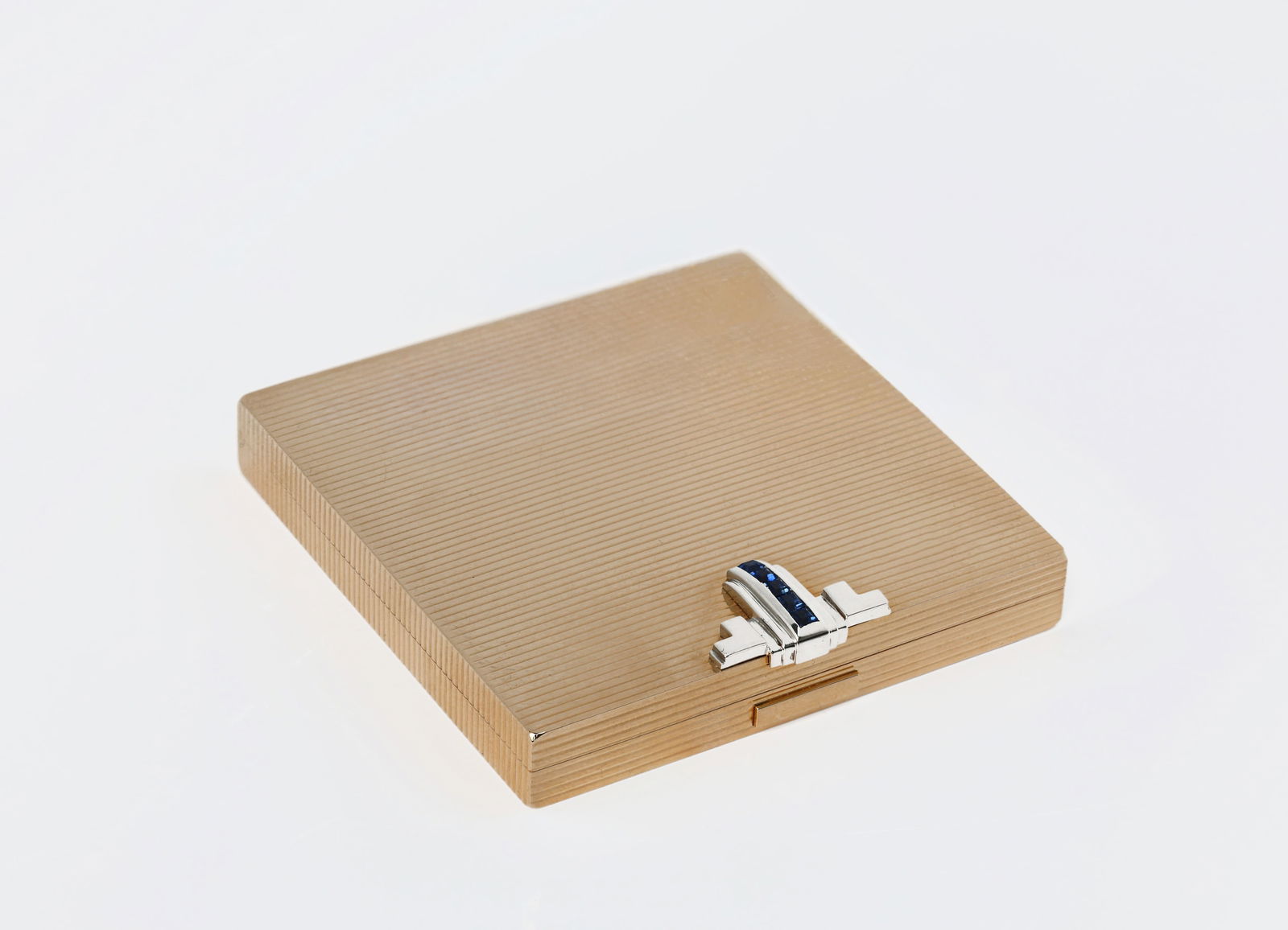 1940s Tiffany-Style Sapphire 14K Gold Compact Box (1 of 9)