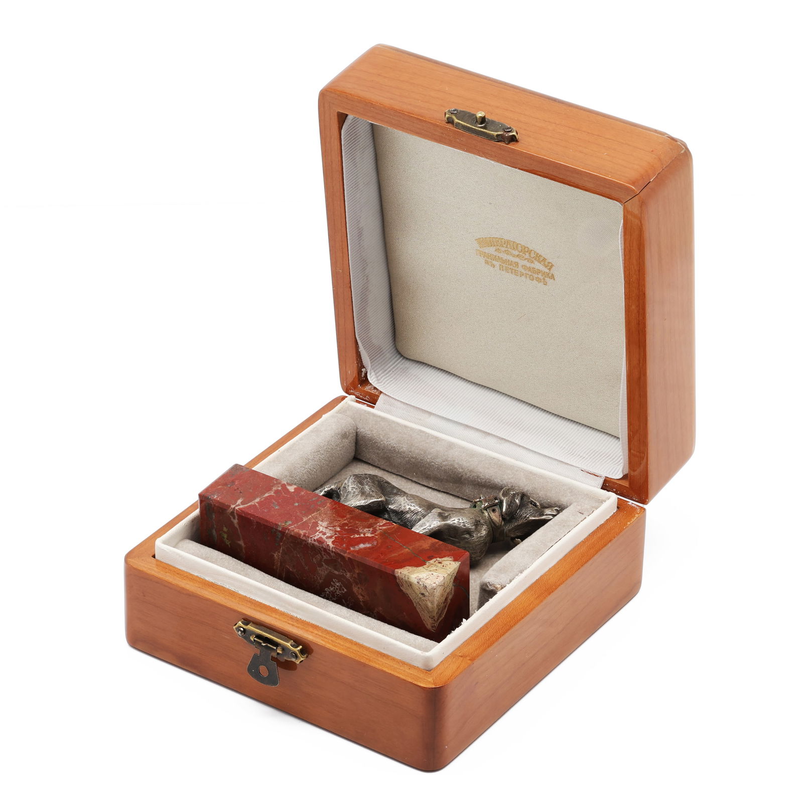 Russian Antique Faberge Era Silver Dog Figurine with Ruby & Diamond Accents (1 of 12)