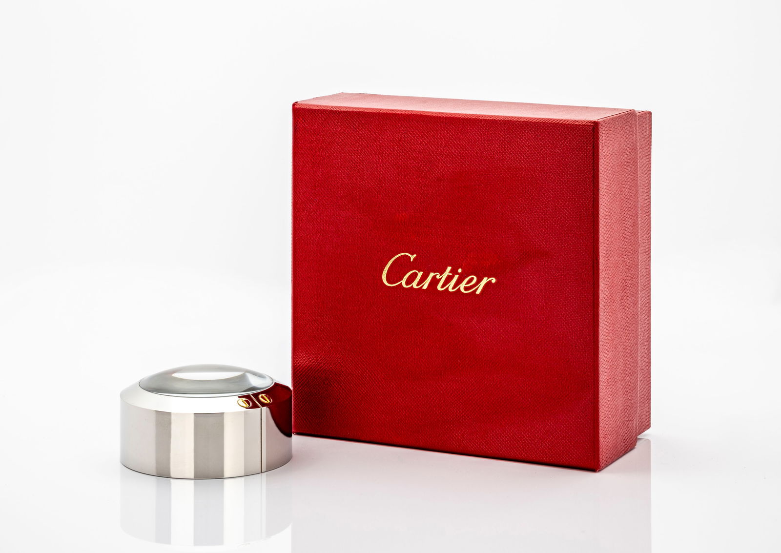 Cartier Stainless Steel Desk Magnifier with Gold Screw Detailing (1 of 6)