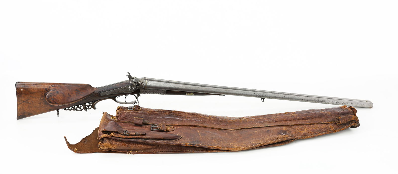 German Antique 1830 Damascus Double-Barrel Rifle Oscar Gerber of Reichenbach / Christie's Appraisal: Title: German Vintage 1830 Double-Barrel Rifle by Oscar Gerber of Reichenbach, with Christie?s Appraisal Origin, Period: Germany, c. 1830 Dimensions: Overall length: 47 in, Barrel leng