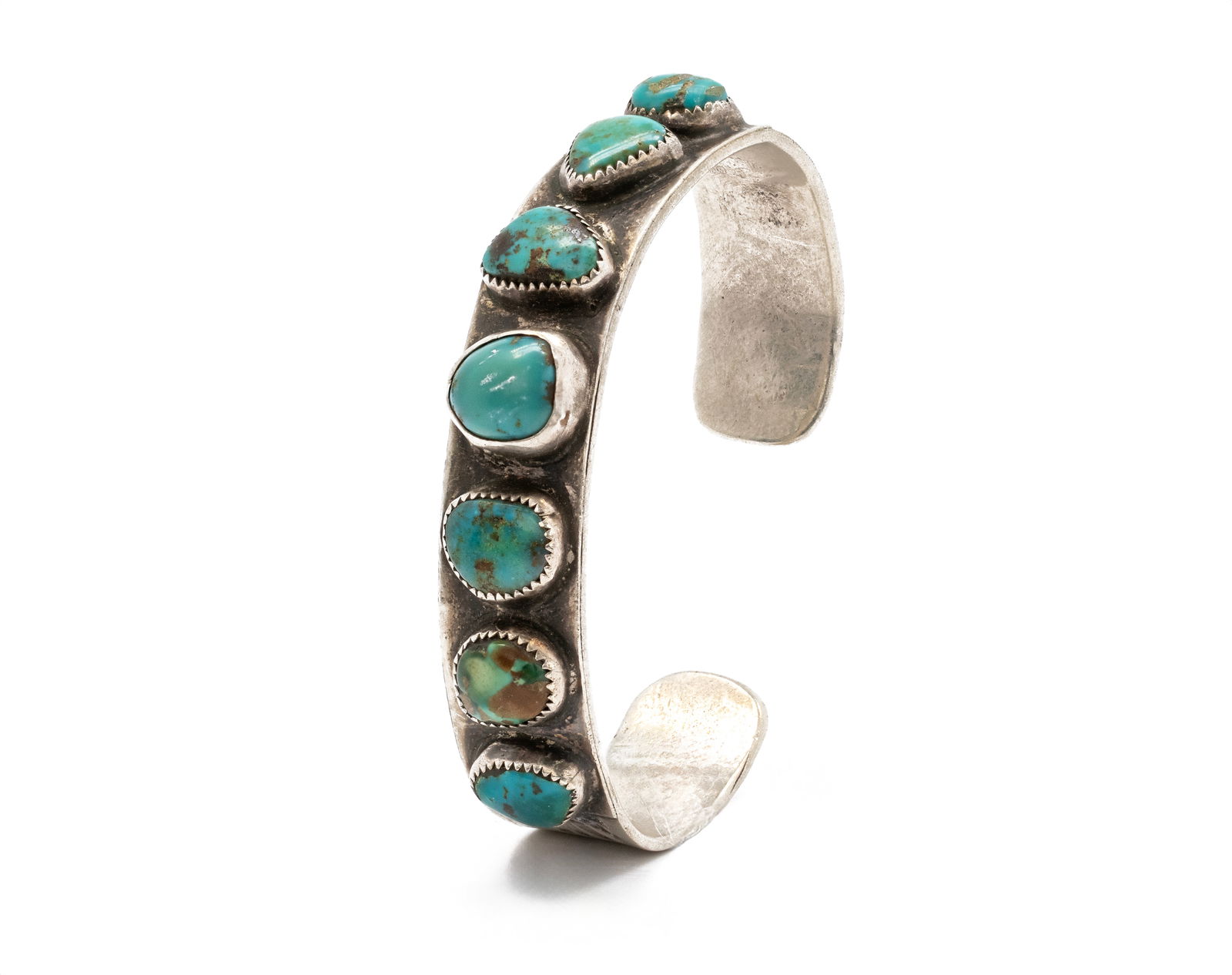 Navajo Native American Silver Cuff Bracelet with Turquoise 7stones (1 of 5)