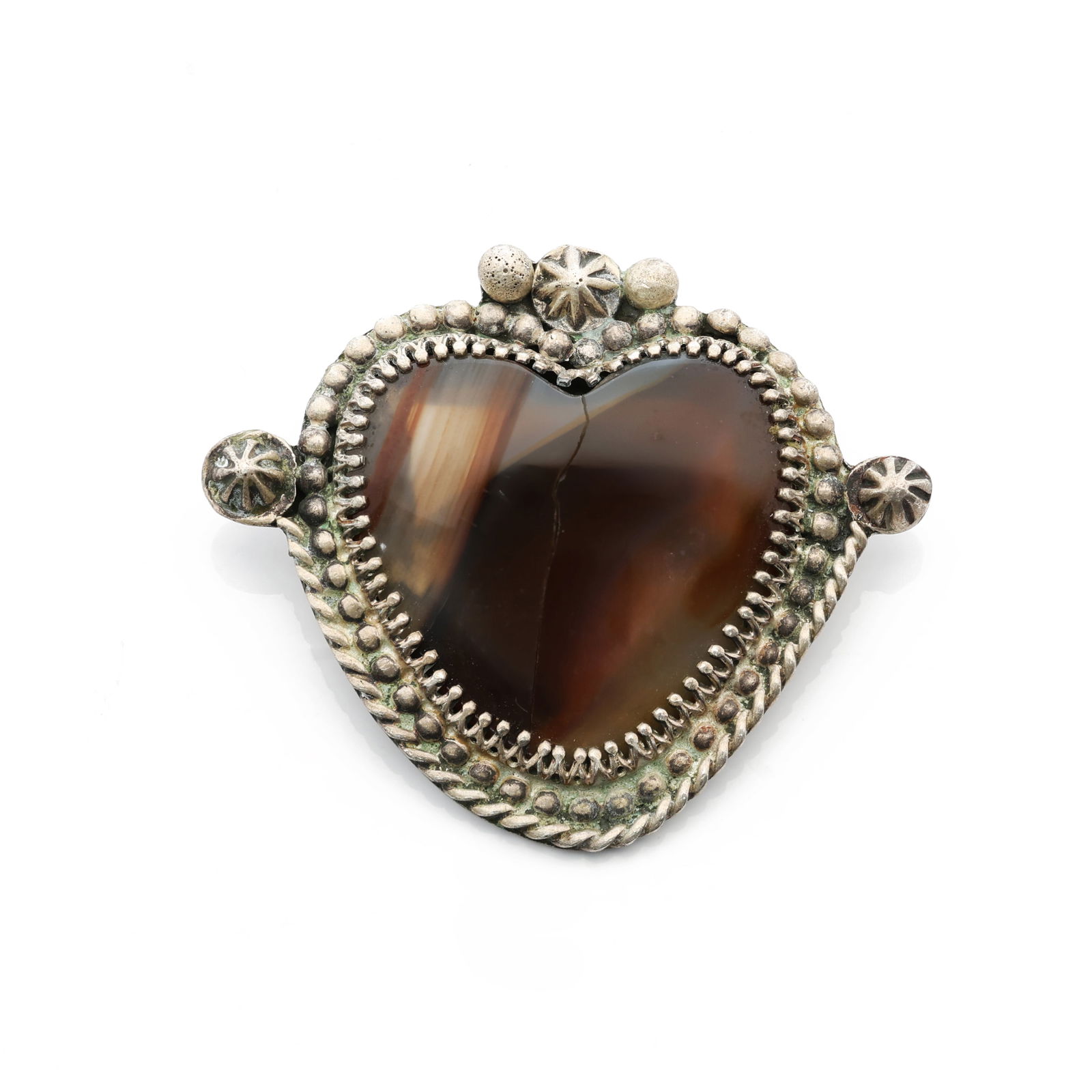 Navajo Native American Sterling Silver & Montana Agate Heart Pendant (1 of 5)