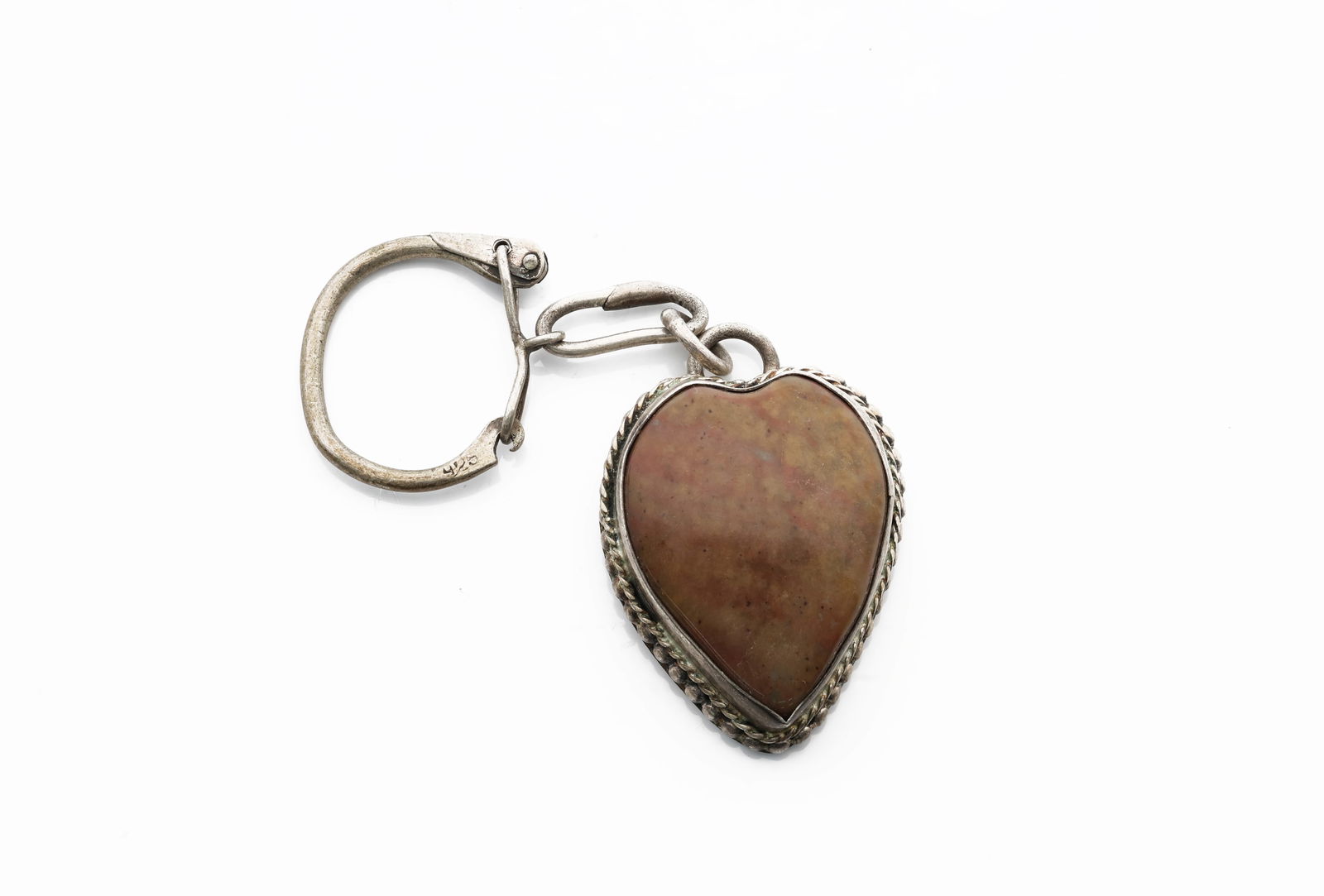 Navajo Agate Heart Pendant with Key Ring (1 of 4)