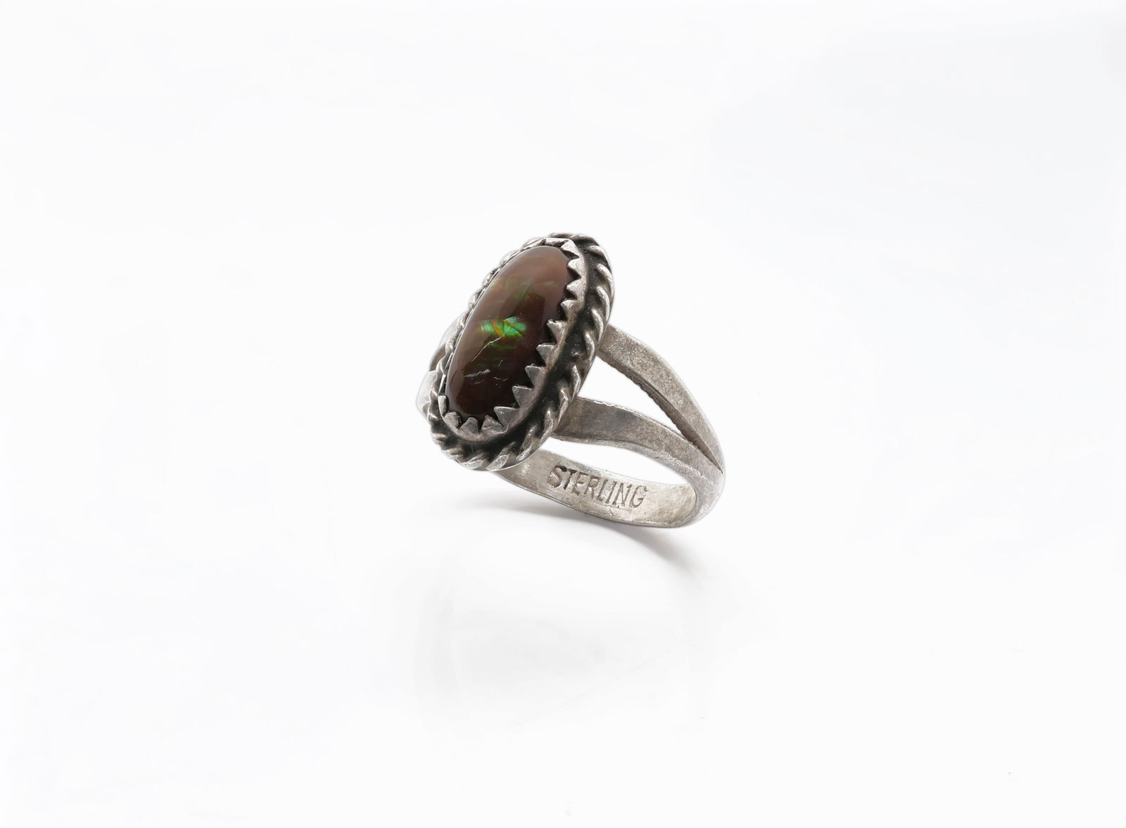 Navajo Native American Sterling Silver & Natural Fire Opal Ring (1 of 5)