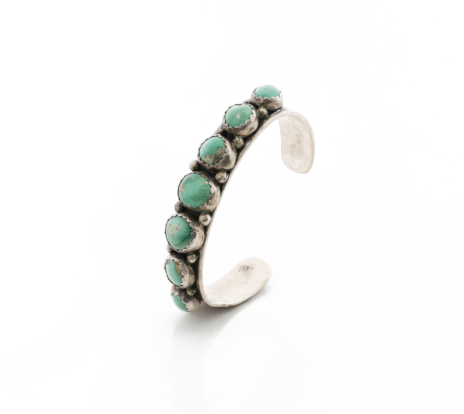 Navajo Native American Sterling Silver Turquoise Cuff Bracelet (1 of 5)
