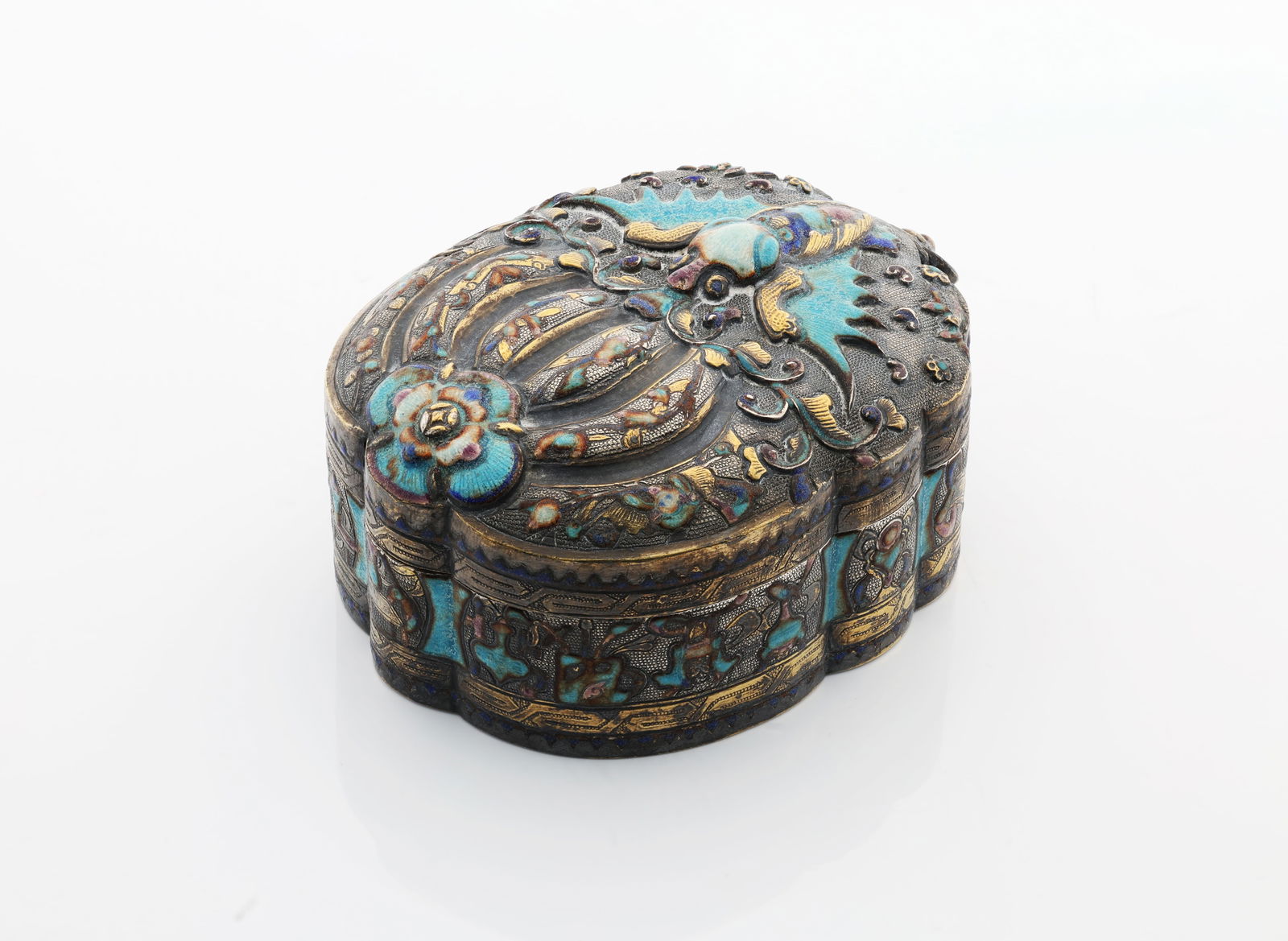 Antique Chinese Repouse Silver & Cloisonne Enamel Box (1 of 9)