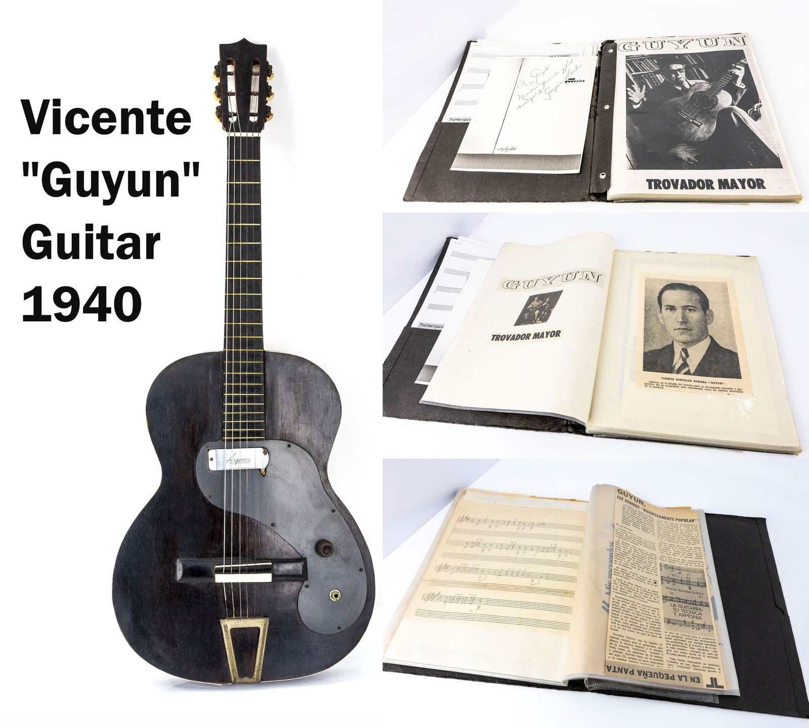 Vicente "Guyun" Rare Handmade Cuban Electric Guitar, ca. 1940: Title: Vicente “Guyún” Rare Handmade Cuban Electric Guitar, ca. 1940 Description: A historically significant and exceedingly rare handmade electric guitar by Vicente González Rubiera, known