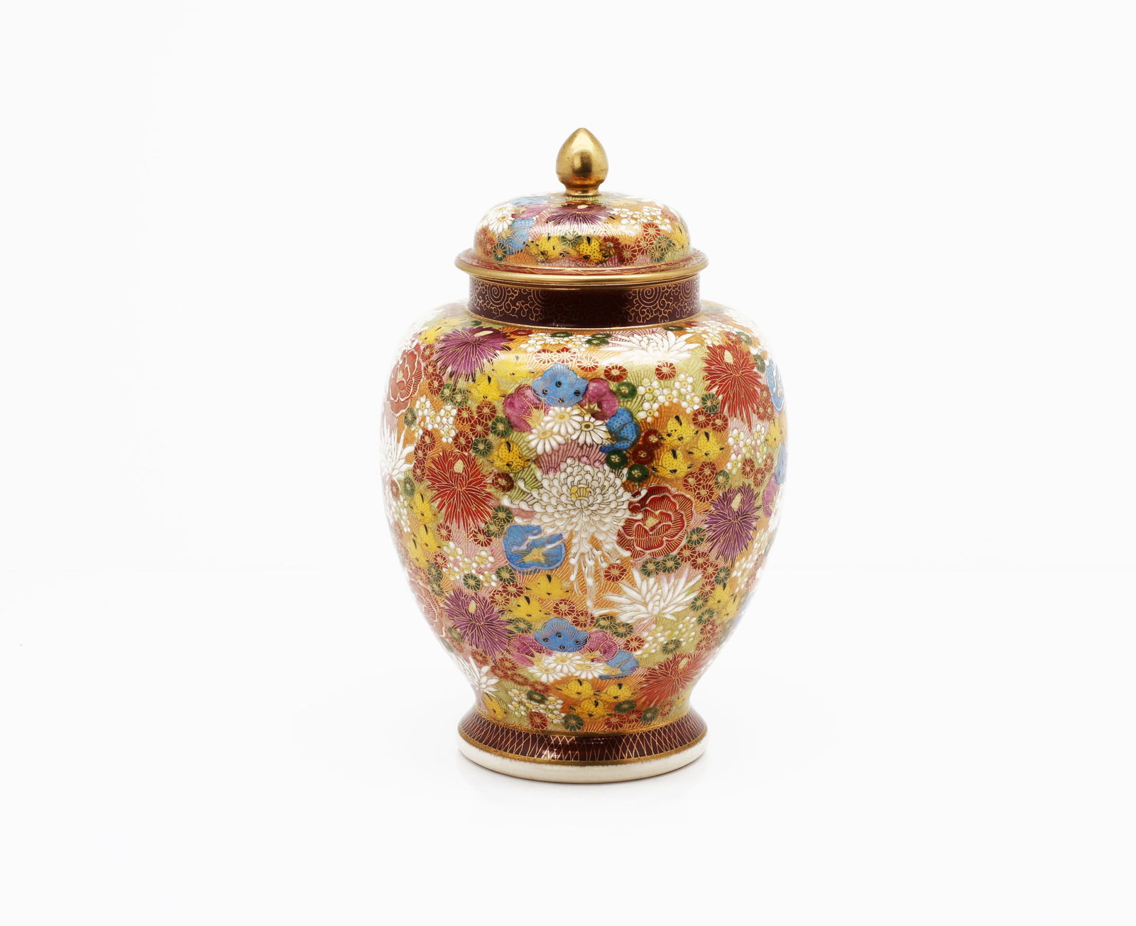19th Century Japanese Shimazu Satsuma Millefleur Ginger Jar with Lid (1 of 8)