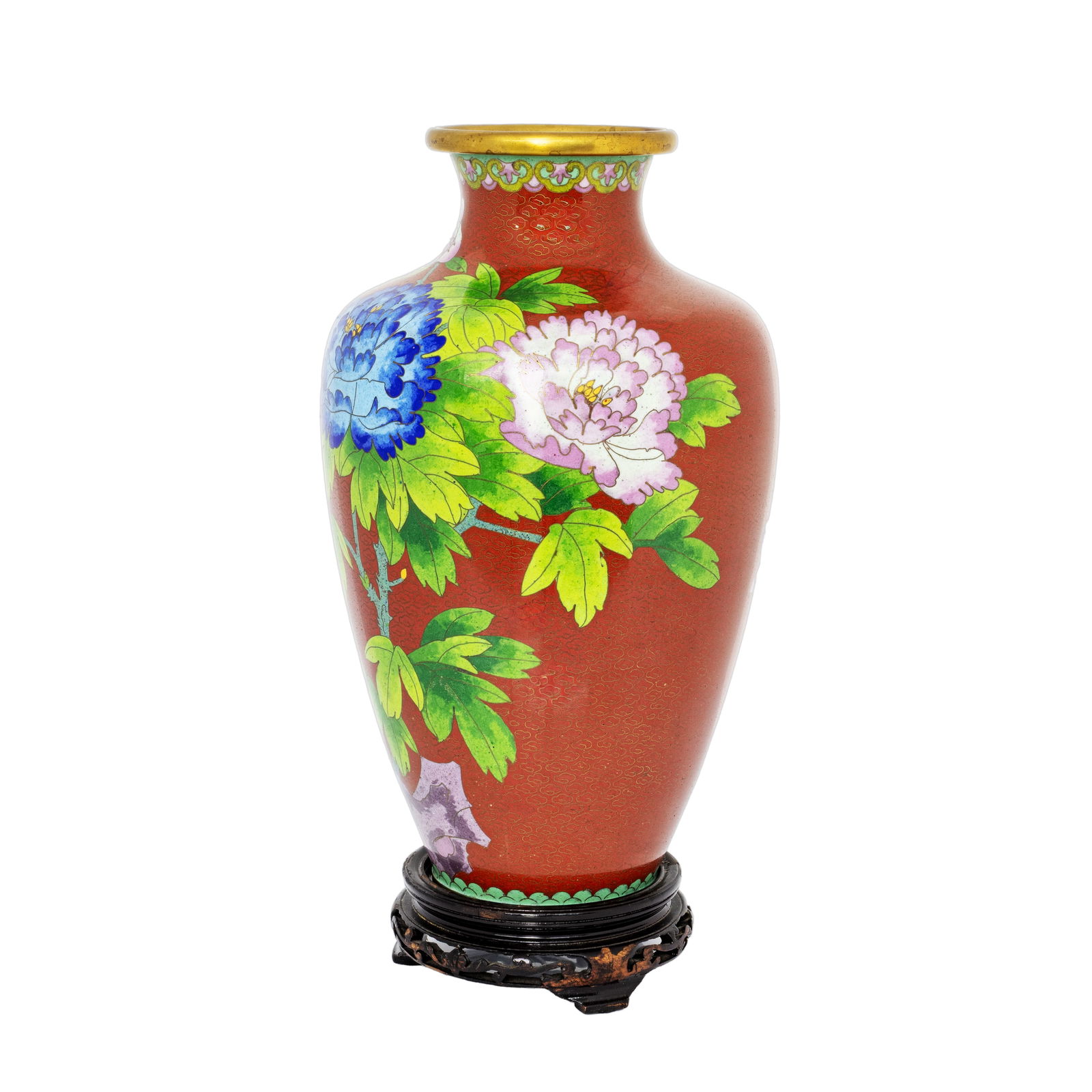Early 20th Century Chinese Cloisonne Enamel Vase on Brass (1 of 7)