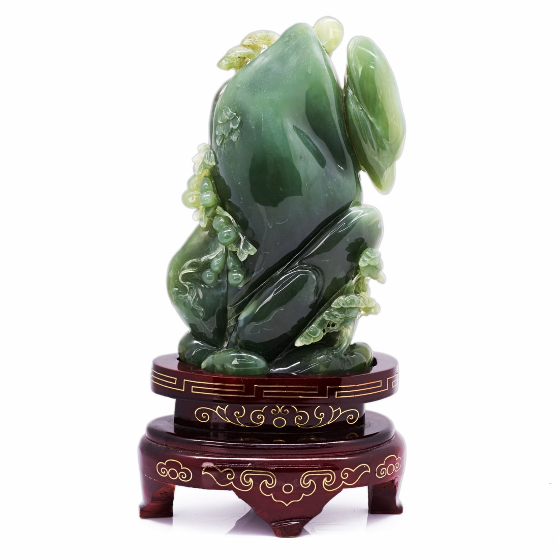 Chinese Green Jade Carving Sculpture with Custom Stand (1 of 7)