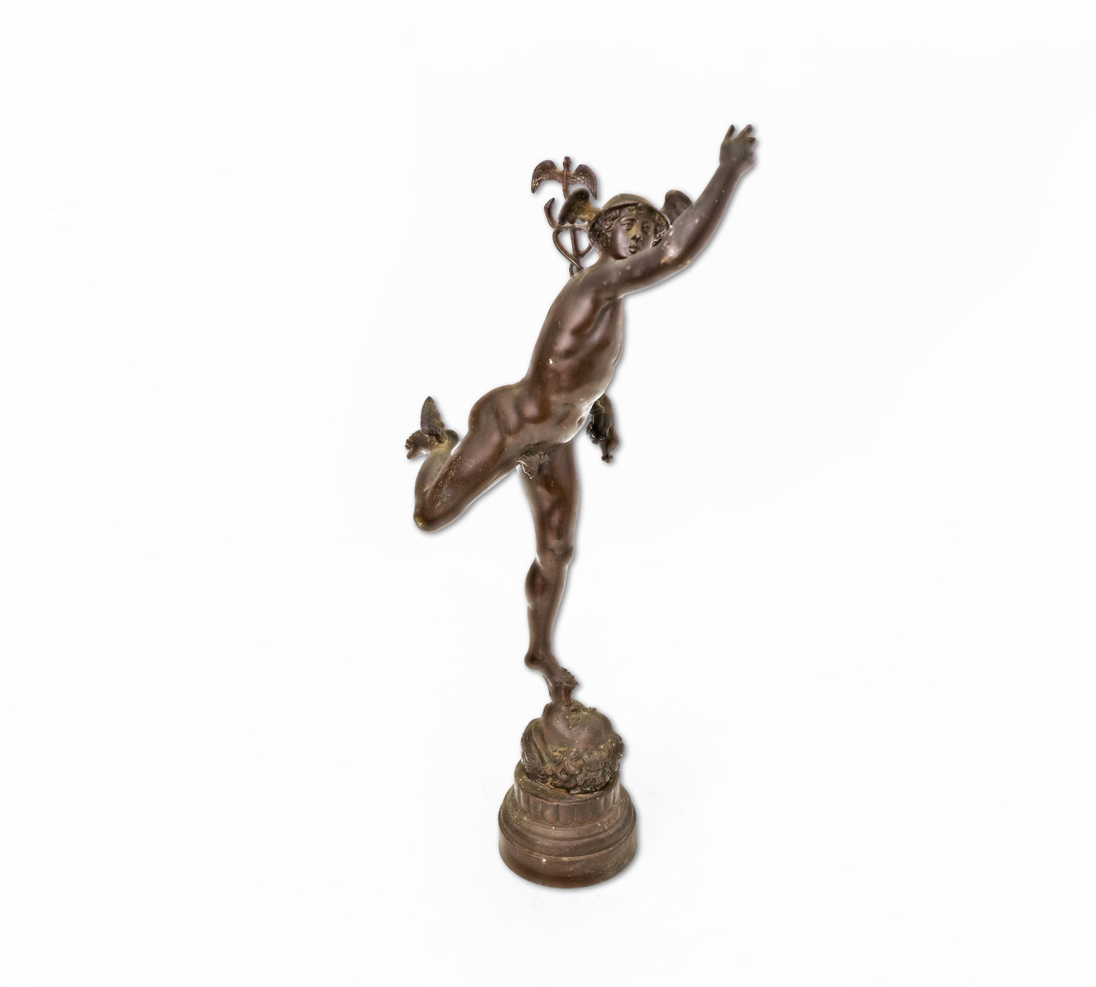 Tribute to Giovanni da Bologna "Hermes - Flying Mercury" Bronze Sculpture: Title: Tribute to Giovanni da Bologna “Hermes - Flying Mercury” Bronze Sculpture Dimensions: 16.75 x 7 in. Weight: 4.6 lbs Description: Impressive br