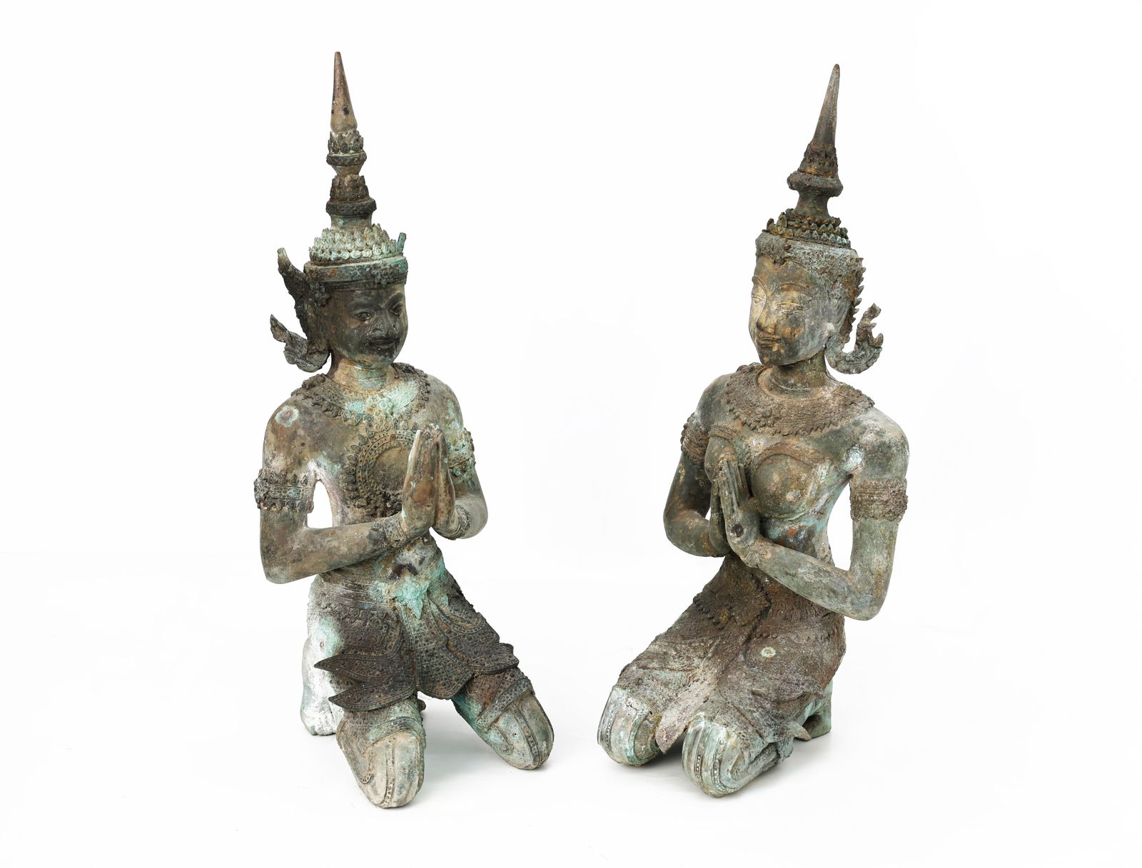 Pair of Old Bronze Thai Teppanom Guardian Figures (1 of 10)