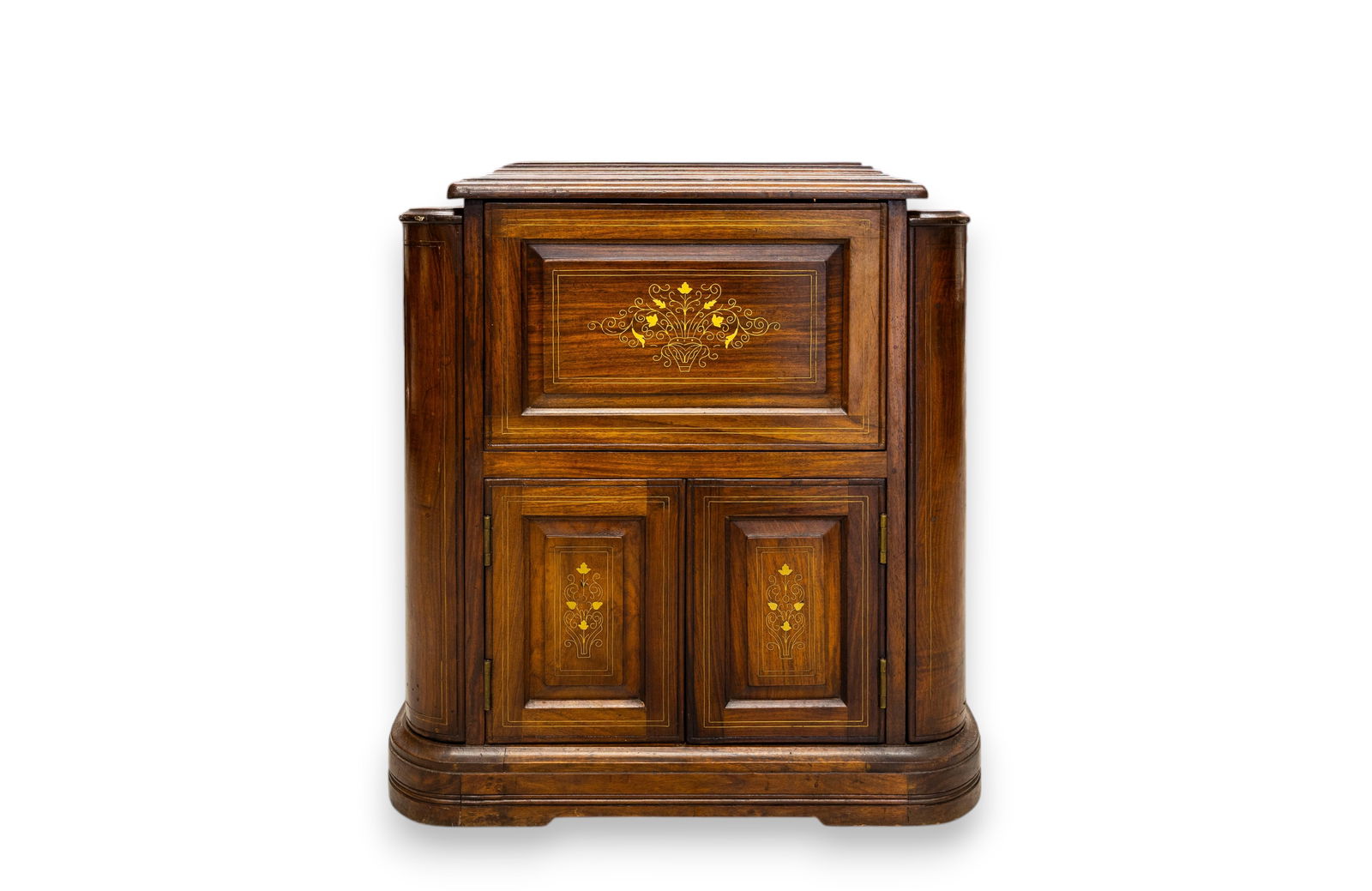 Vintage Wooden Liquor Cabinet with Inlay & Bottle Storage (1 of 6)