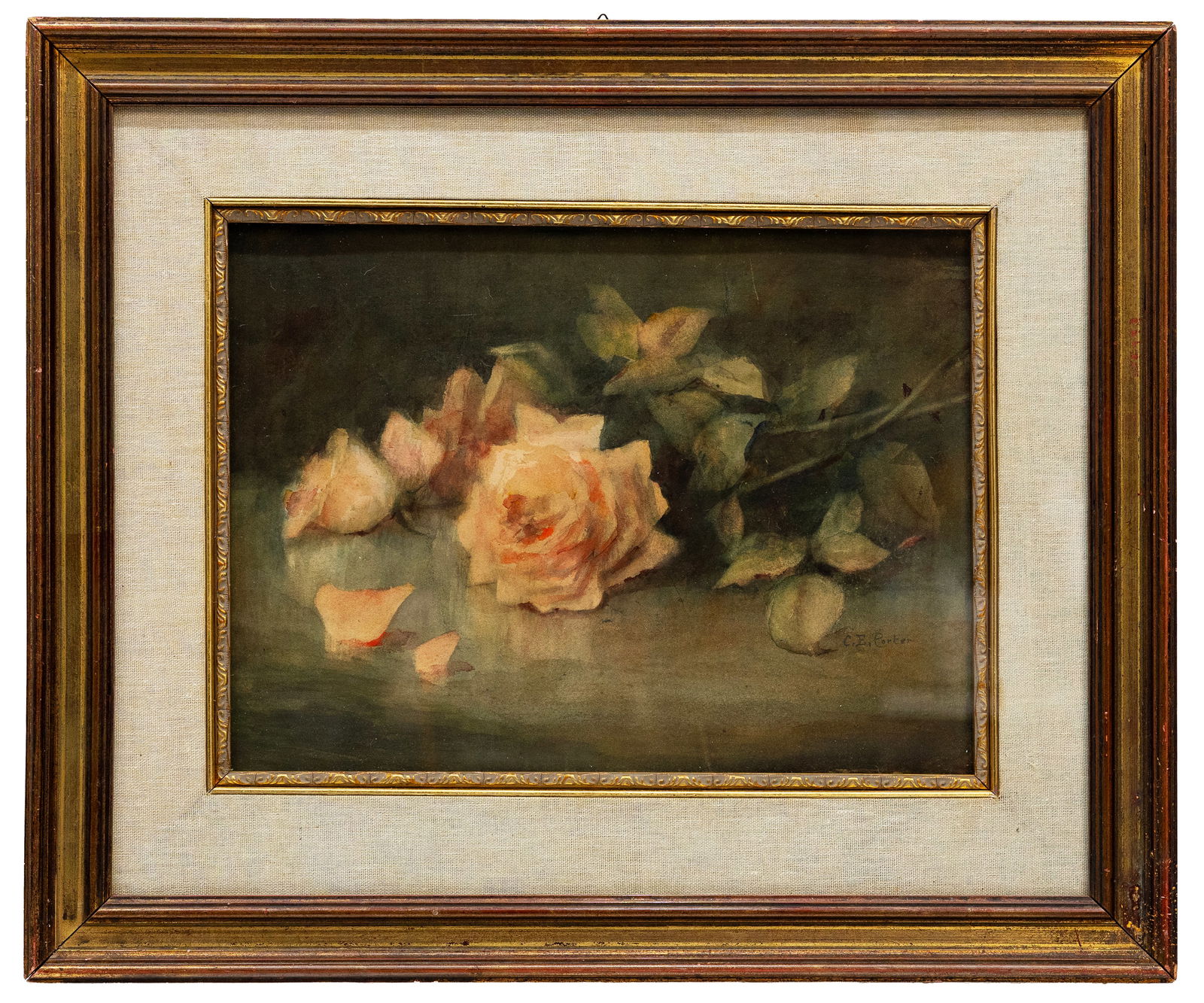 Charles E. Porter (American) Still Life with Roses, Watercolor on Paper (1 of 4)