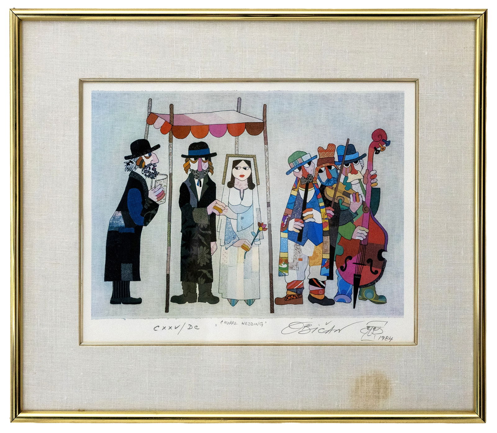 Jovan Obican (Yugoslav-American) Chuppah Wedding 1990, Judaica Ltd. 125/600, Serigraph (1 of 4)