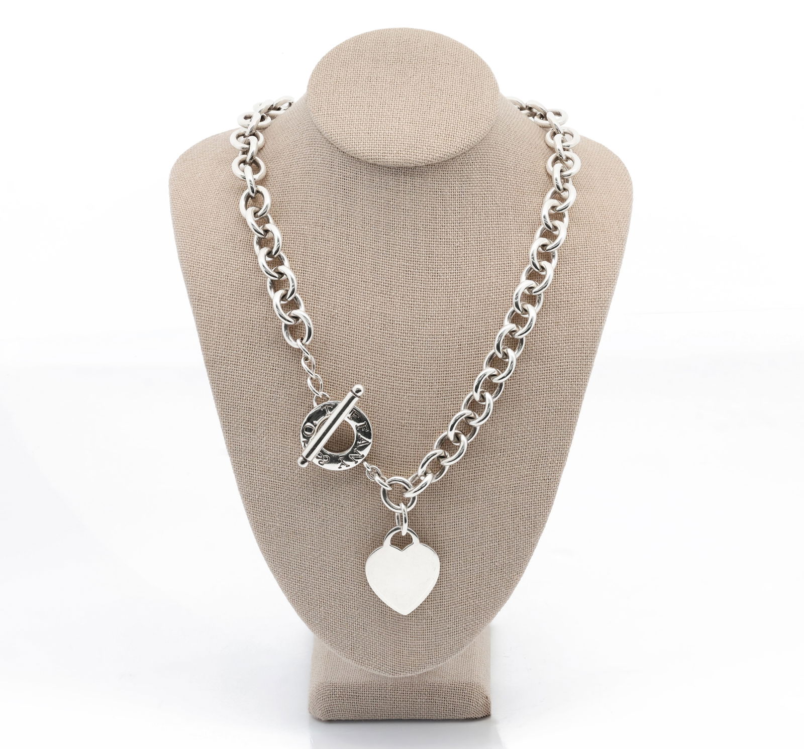Tiffany & Co. "Return to Tiffany" Heart Tag Toggle Necklace: Title: Tiffany & Co., "Return to Tiffany" Heart Tag Toggle Necklace. Medium: Sterling Silver 925 Dimensions: Length 16 in. Weight: 72.40 g. Add