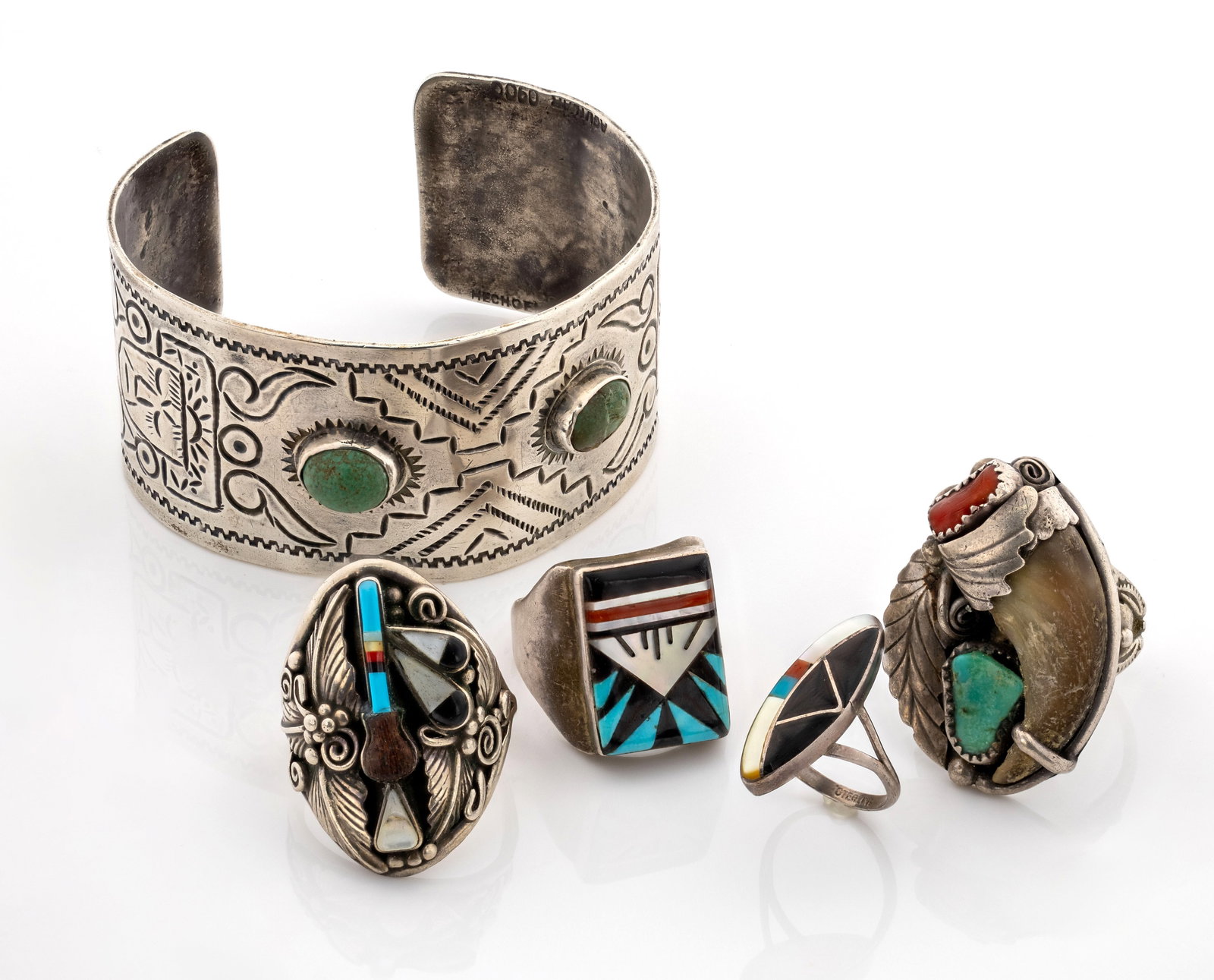 Navajo Native American Sterling Silver & Montana Agate Heart Pendant (1 of 11)