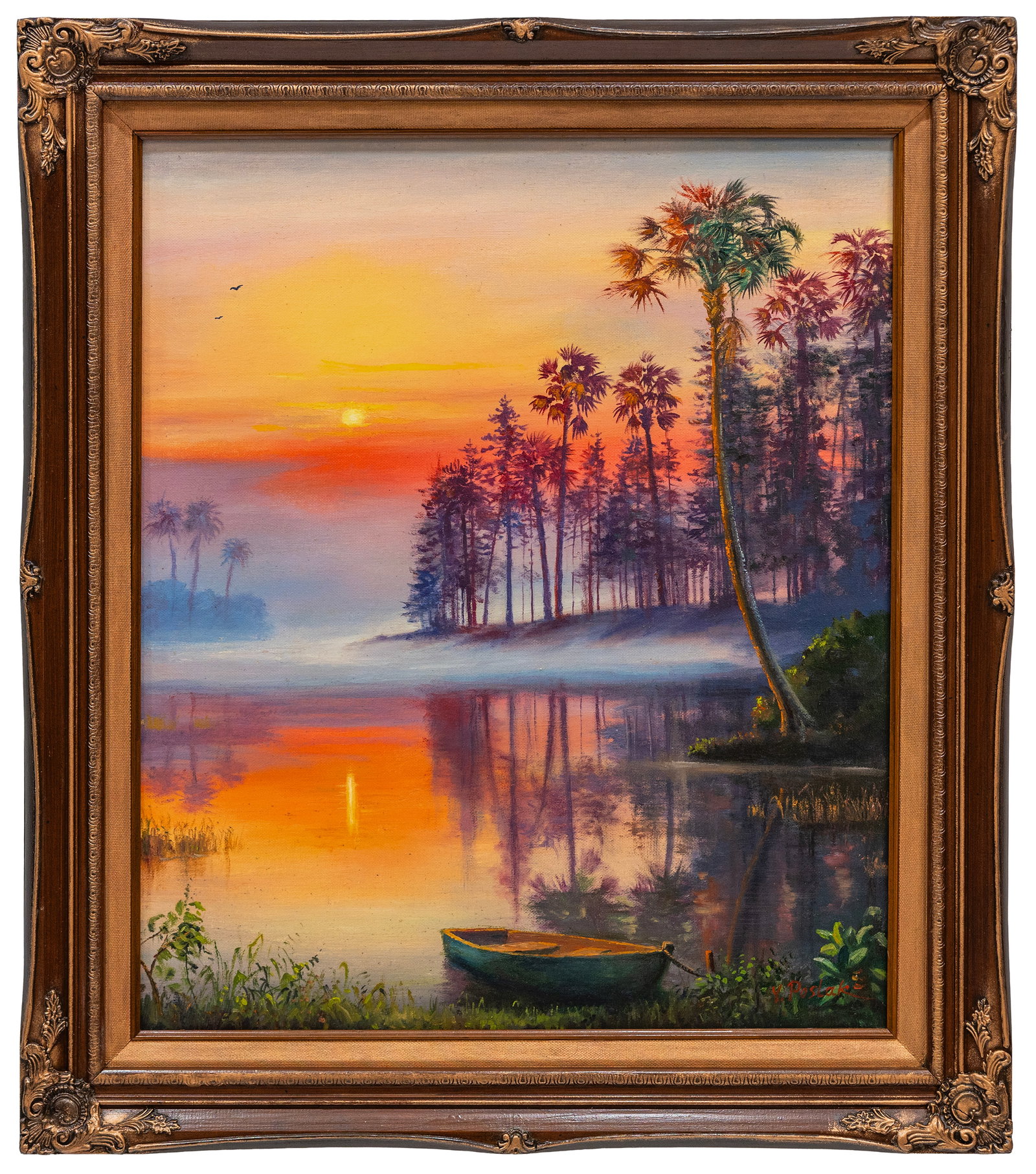 Yuriy Poslak (American) Highwaymen Style, Florida Landscape, Oil on Canvas Painting: Artist, Year, Title: Yuriy Poslak (Russian-American), Florida Landscape, Highwaymen Style Origin: Miami, Florida, USA Medium: Oil on Canvas Dimensions: 25.5" x 2