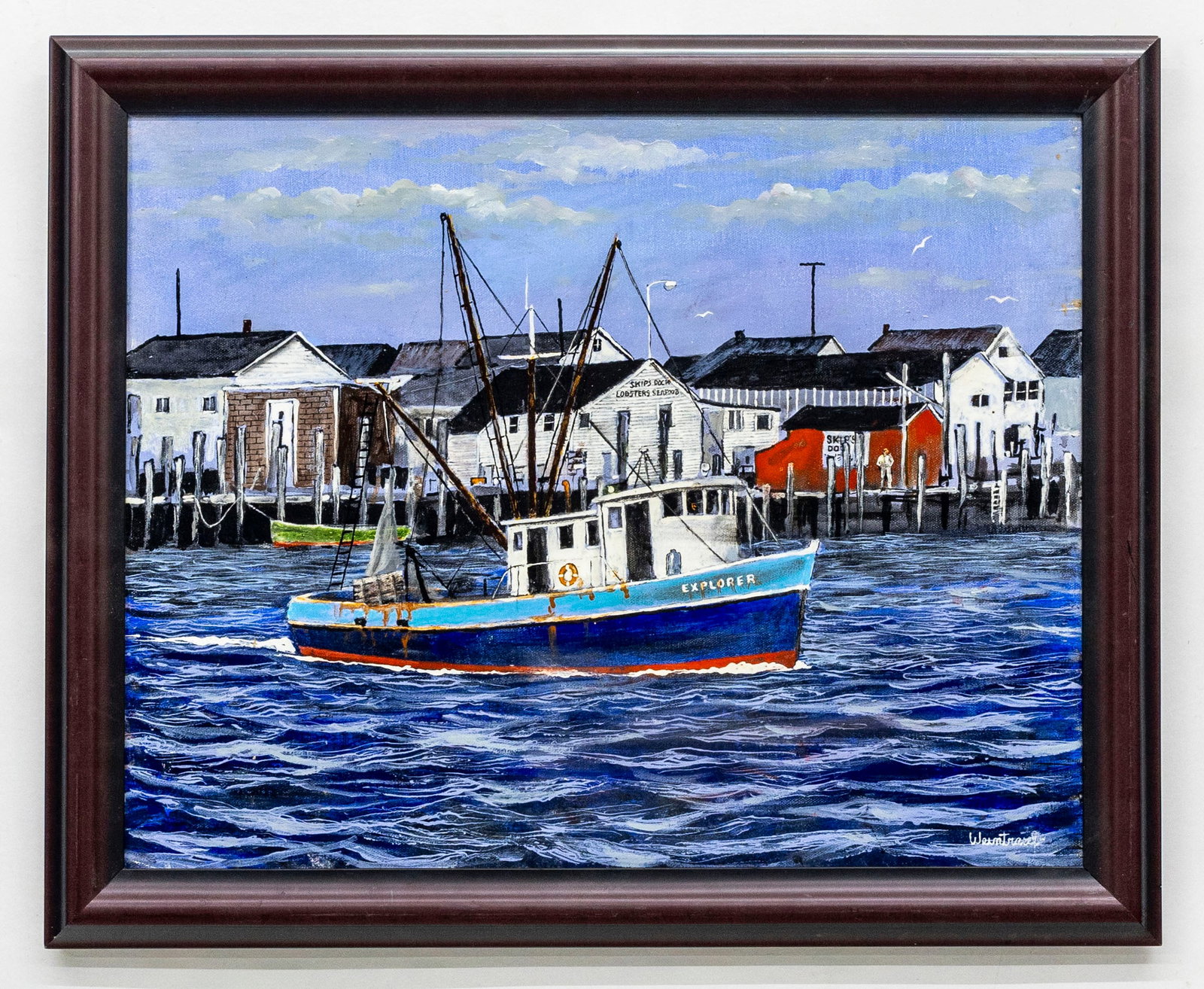 Herbert Weintraub (American, 1934-2019) Explorer at the Harbor, Oil on Canvas Painting: Artist, Year, Title: Herbert Weintraub (American, NY / Florida, 1934–2019), Explorer at the Harbor, ca. late 20th century Medium: Oil on canvas Dimensions: Framed 23" x 19"