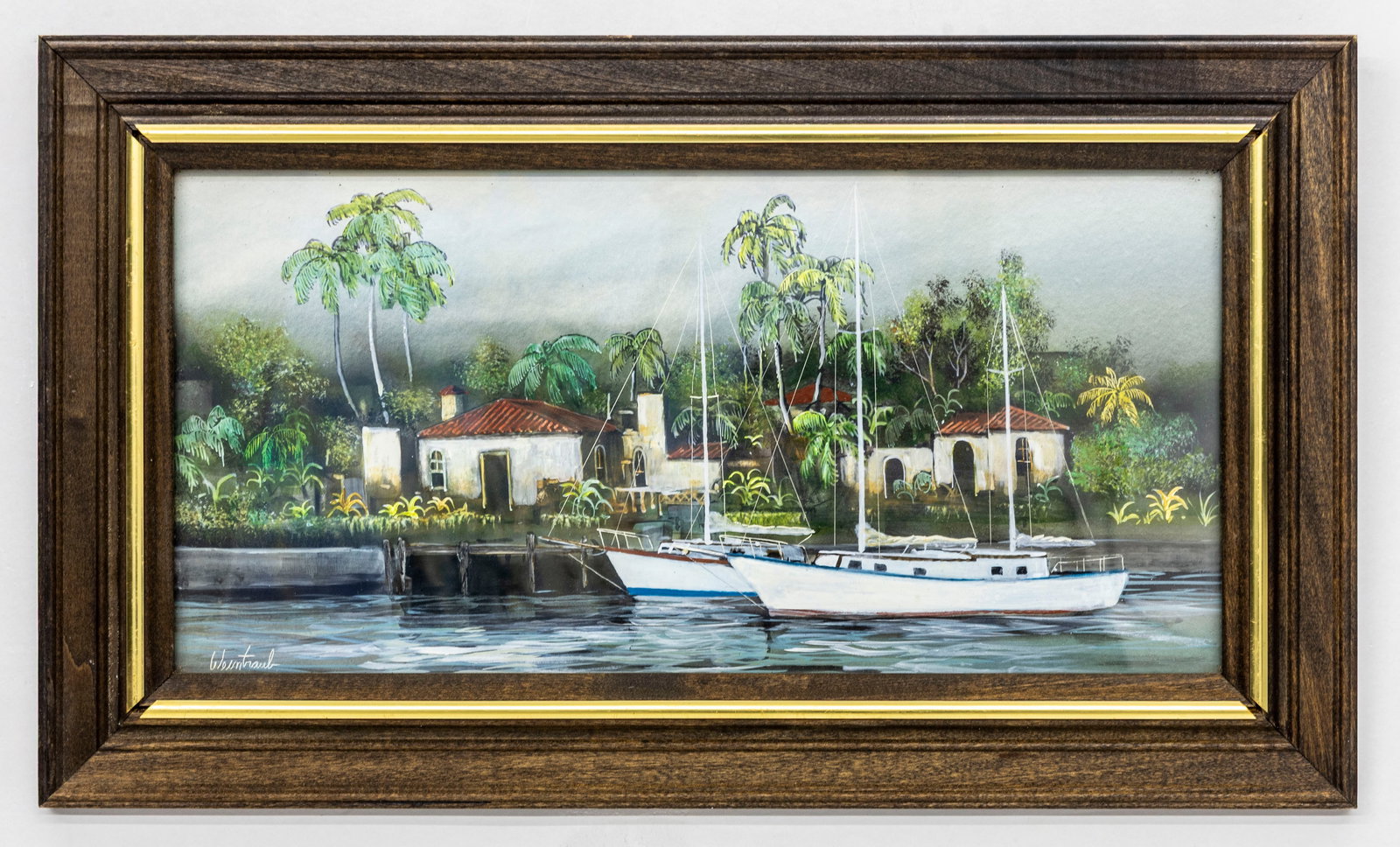Herbert Weintraub (American, 1934-2019), Florida Landscape, Mixed Media Painting: Artist, Year, Title: Herbert Weintraub (American, 1934–2019), Florida Landscape Origin: United States Medium: Mixed Media on Board Dimensions: 19.5" x 11.5" (wit