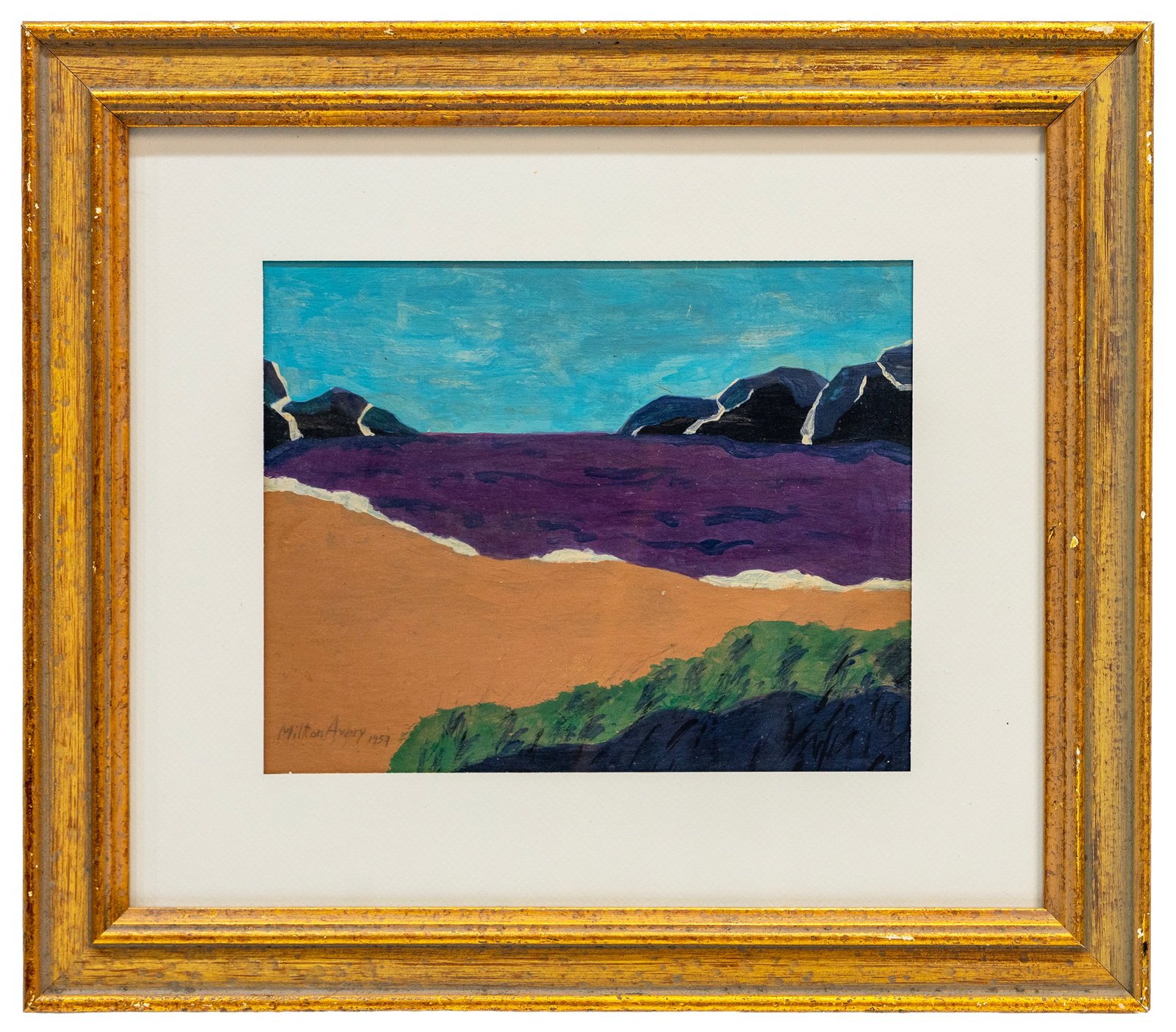 Milton Avery (American, 1885-1965) Coastal Landscape, Oil on Card Painting (1 of 4)