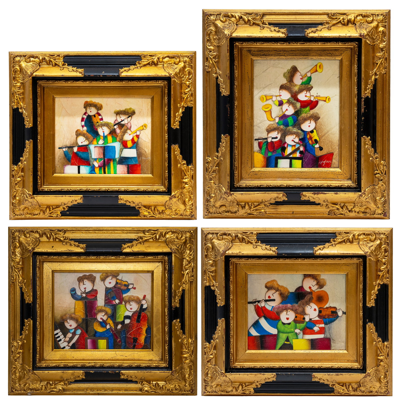 Joyce Roybal (American) Musical Ensemble Paintings, Set of Four (1 of 14)